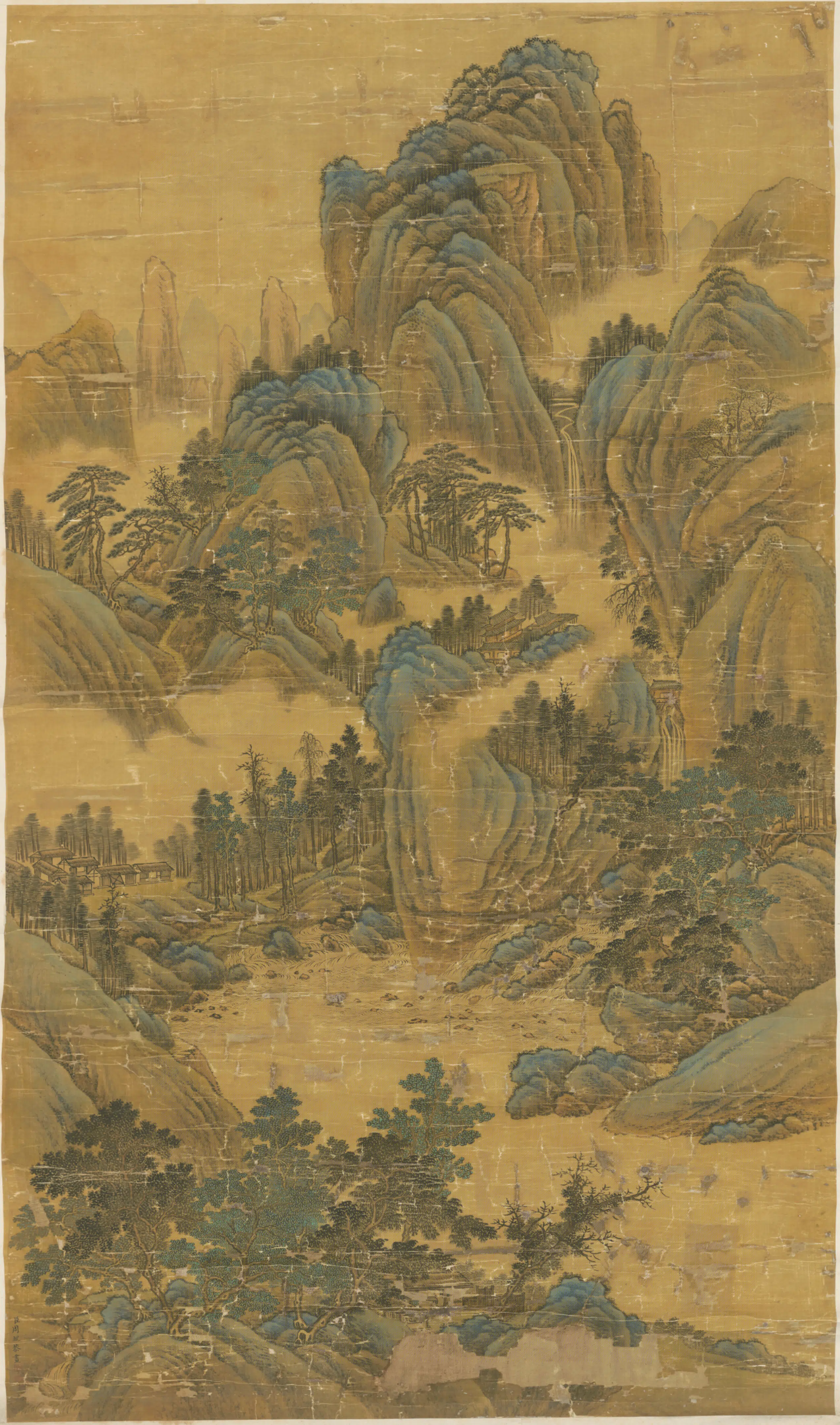清代【周鲲】《山水图轴》