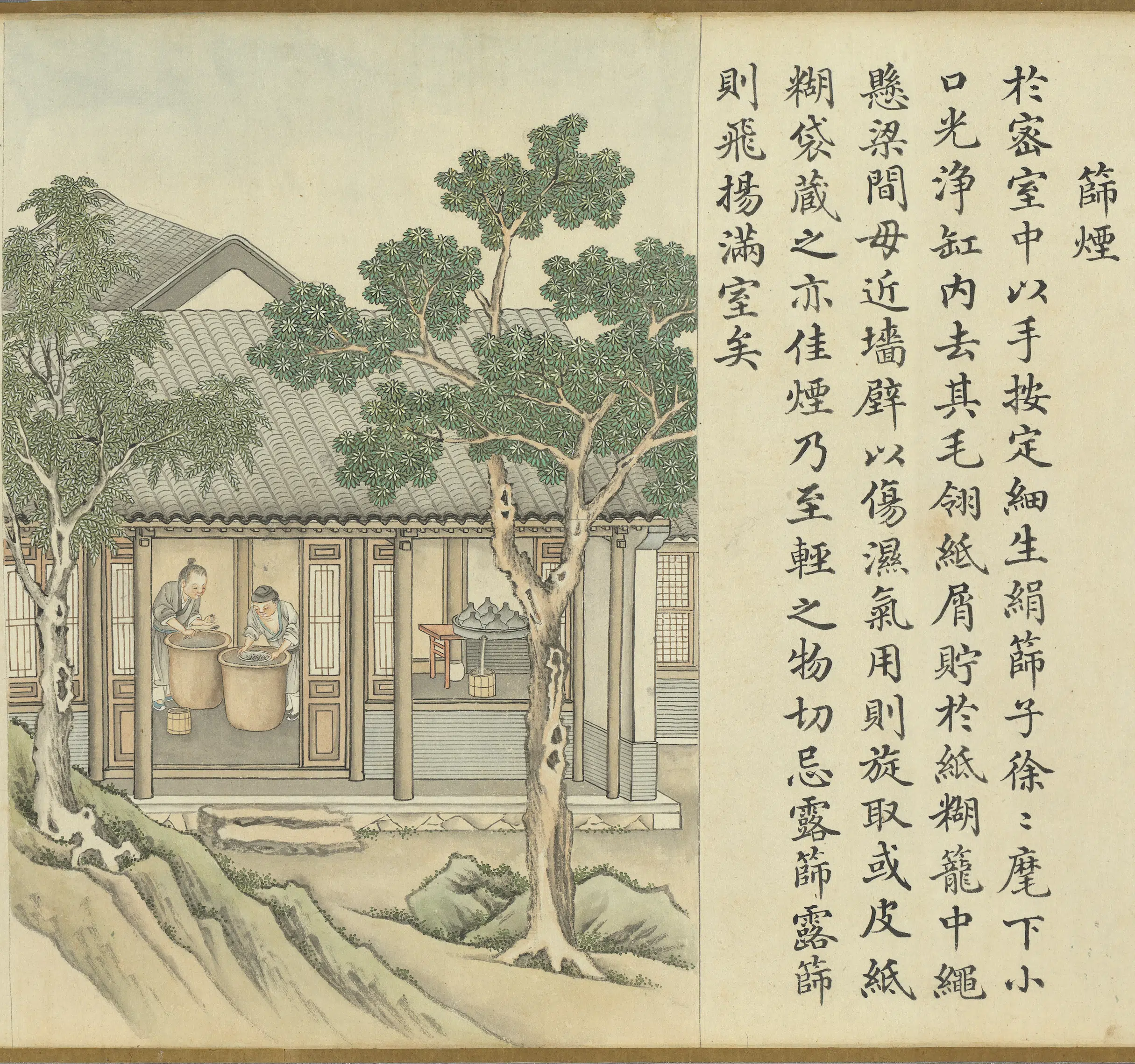 清代【沈初】《徐扬墨法集要图卷_筛烟》