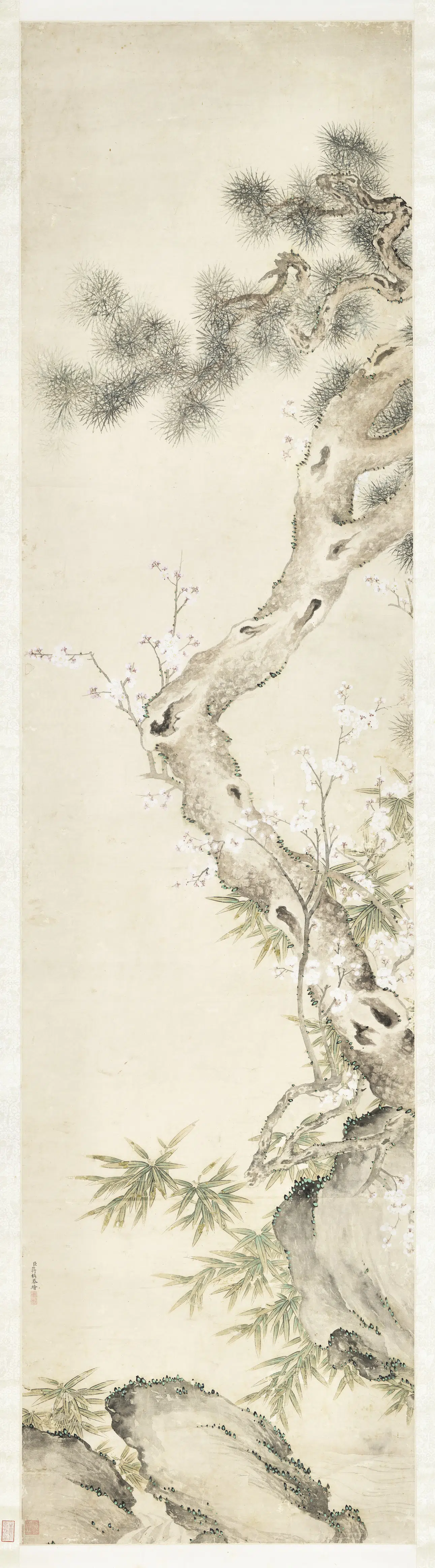 清代【蒋檙】《松竹梅图轴》