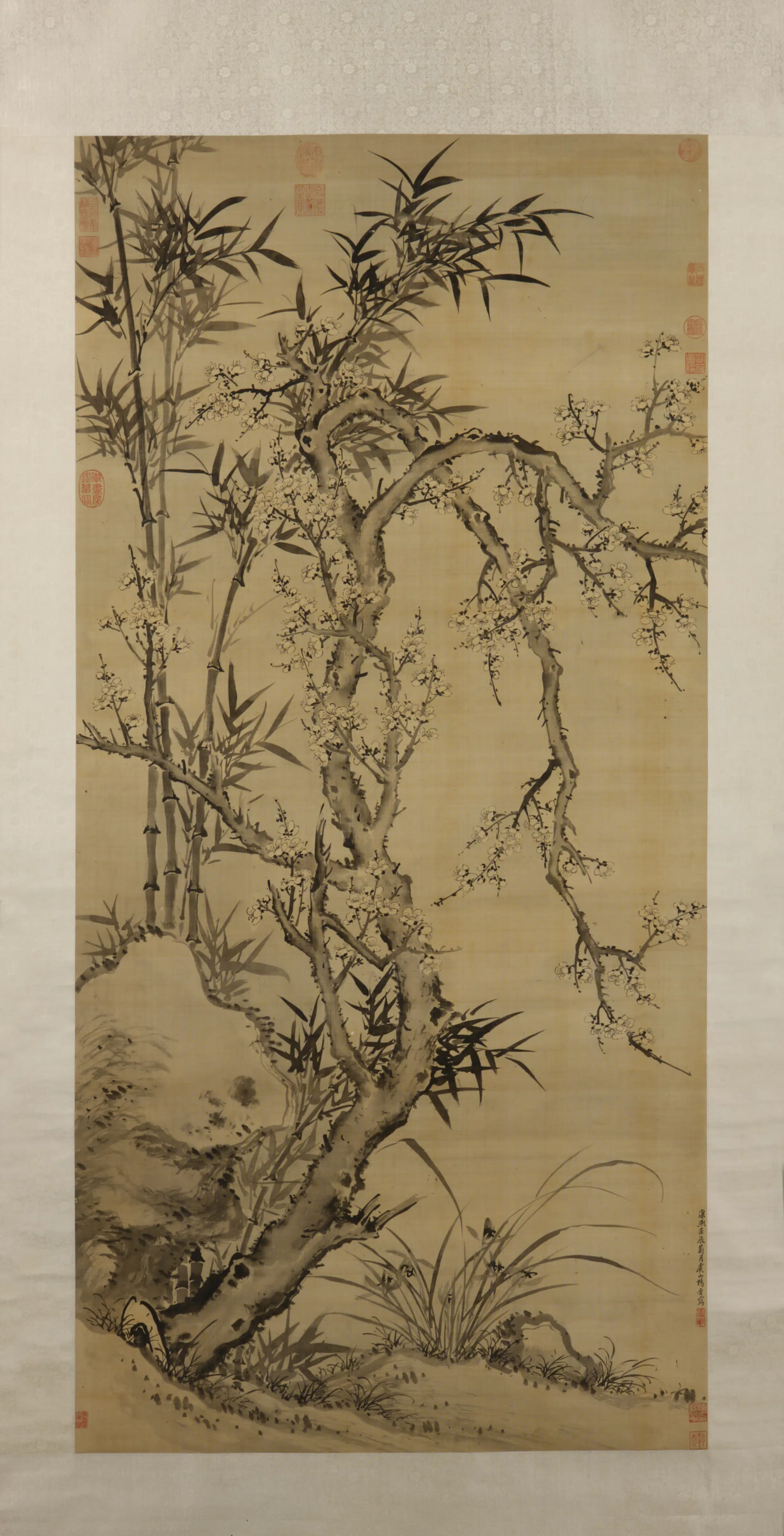 清代【杨晋】《梅竹兰石图轴》