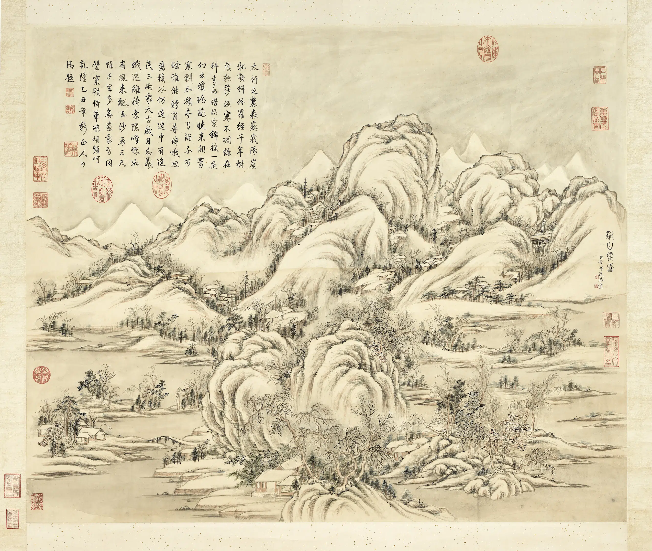 清代【董邦达】《溪山霁雪图》