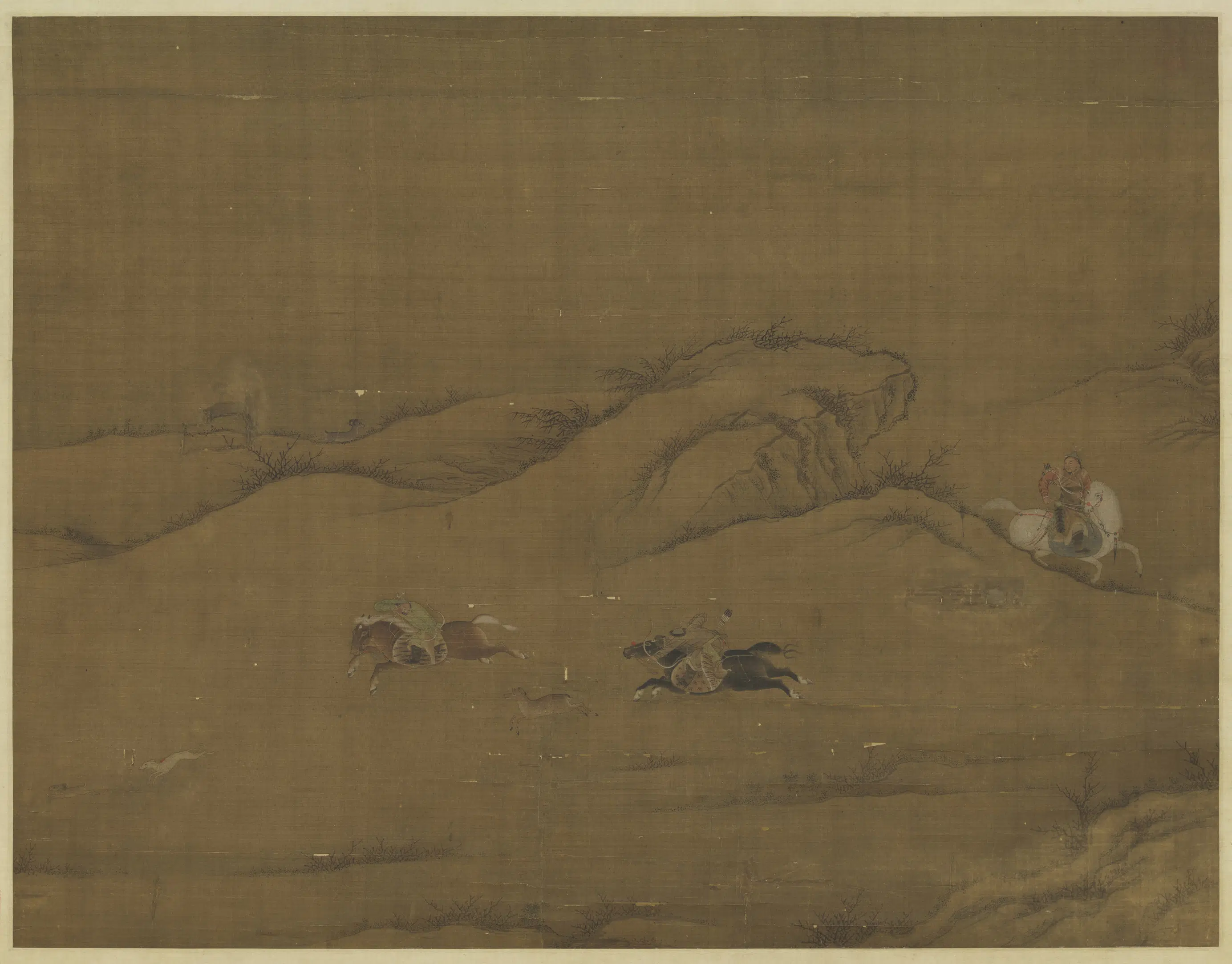 元代《元人画寒原猎骑图轴》