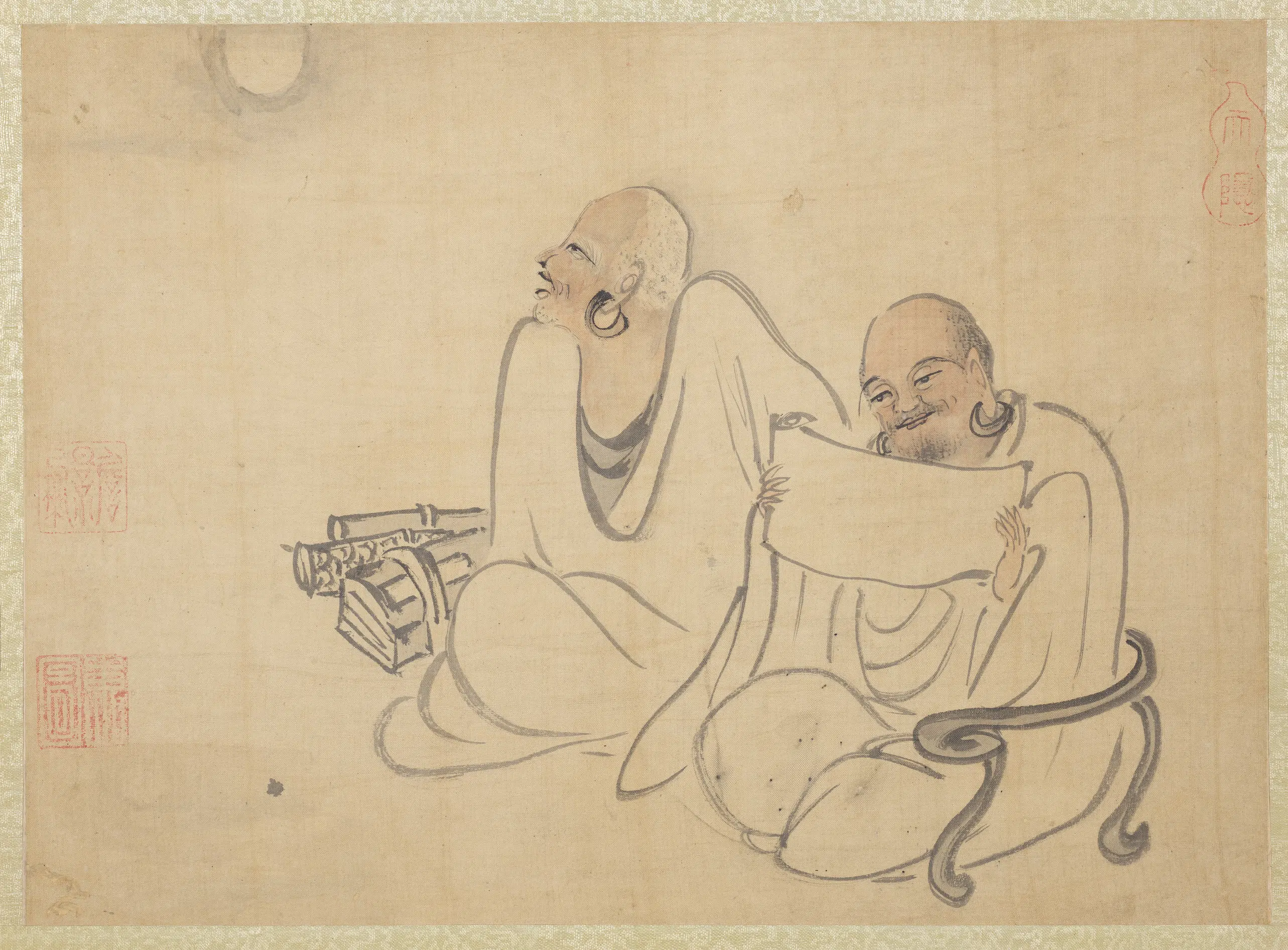元代《元人画十八应真像册-应真（三）》