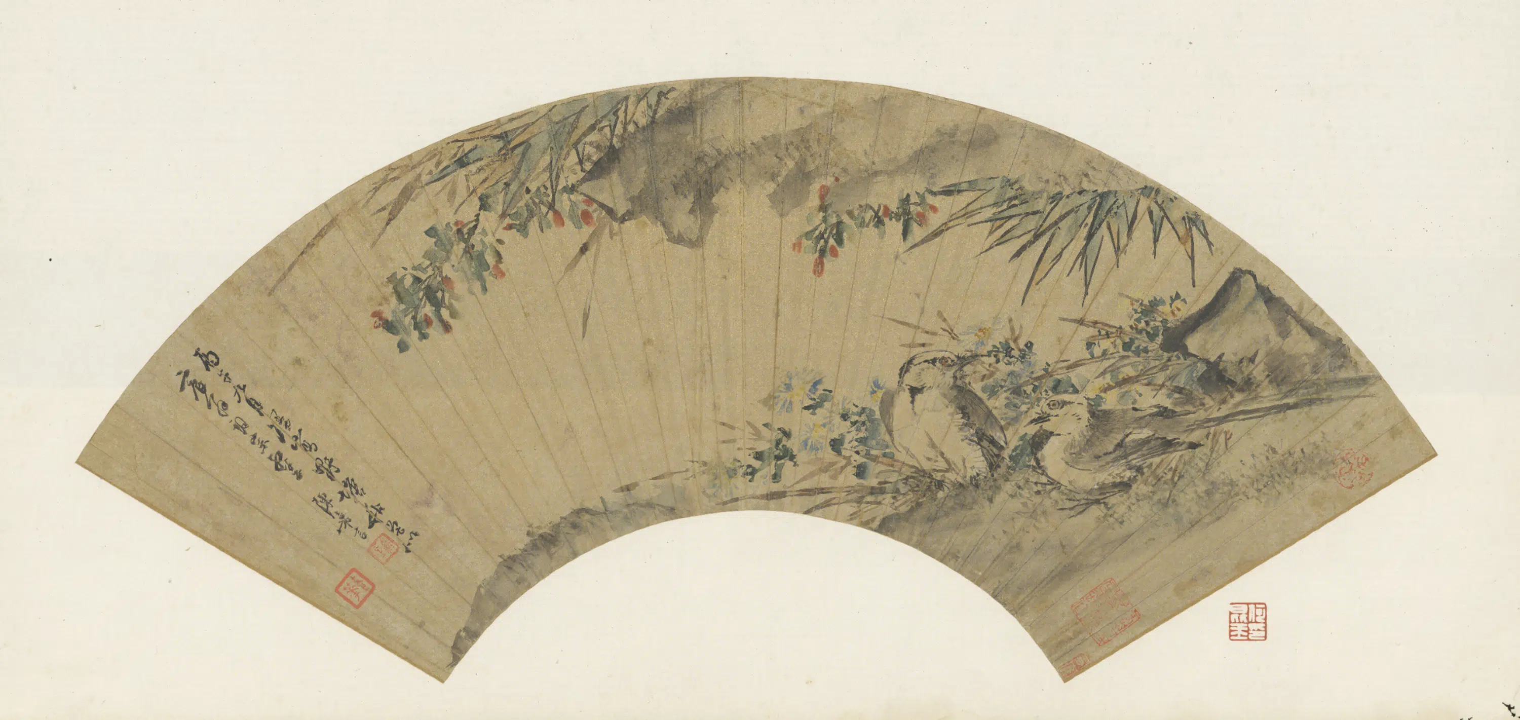 明朝【陈嘉言】《野塘秋色图扇页》