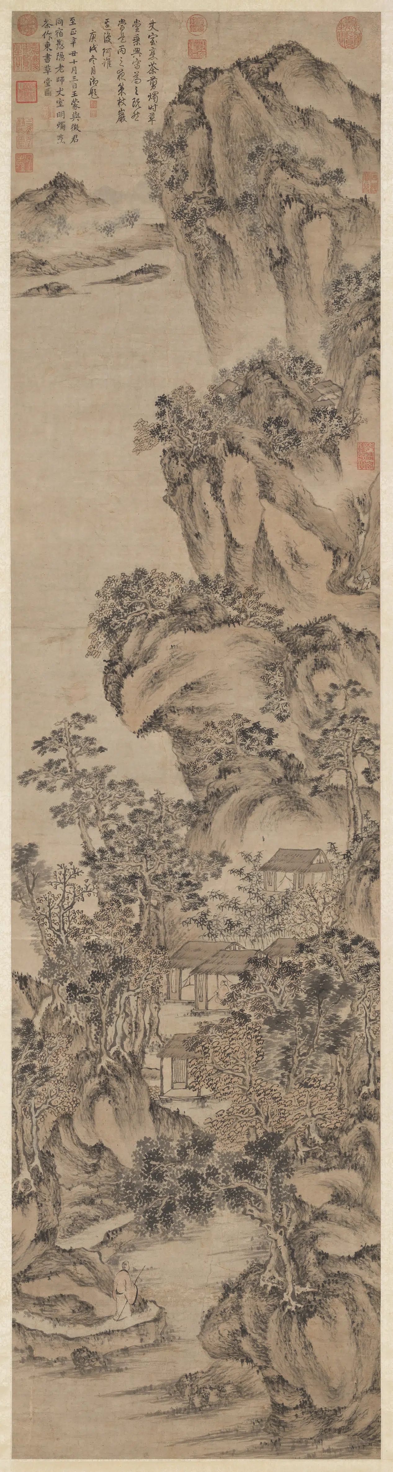 元朝【王蒙】《东书草堂图轴》