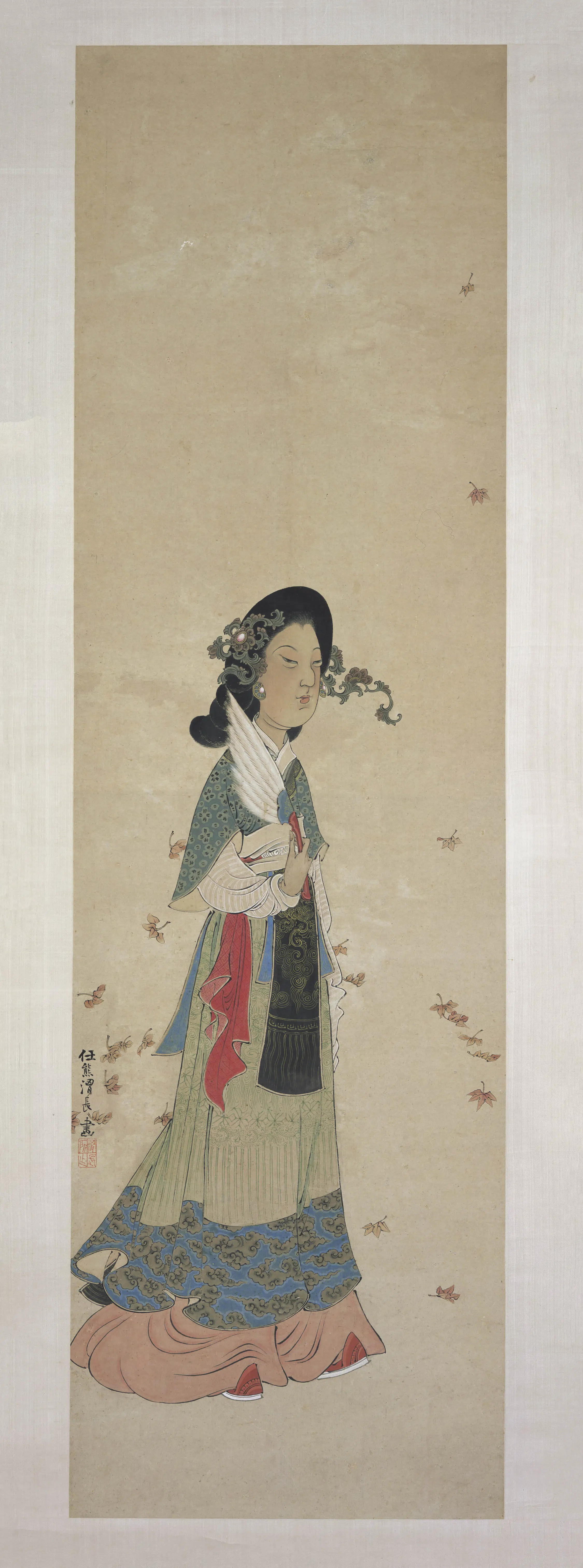清代【任熊】《湘夫人像轴》