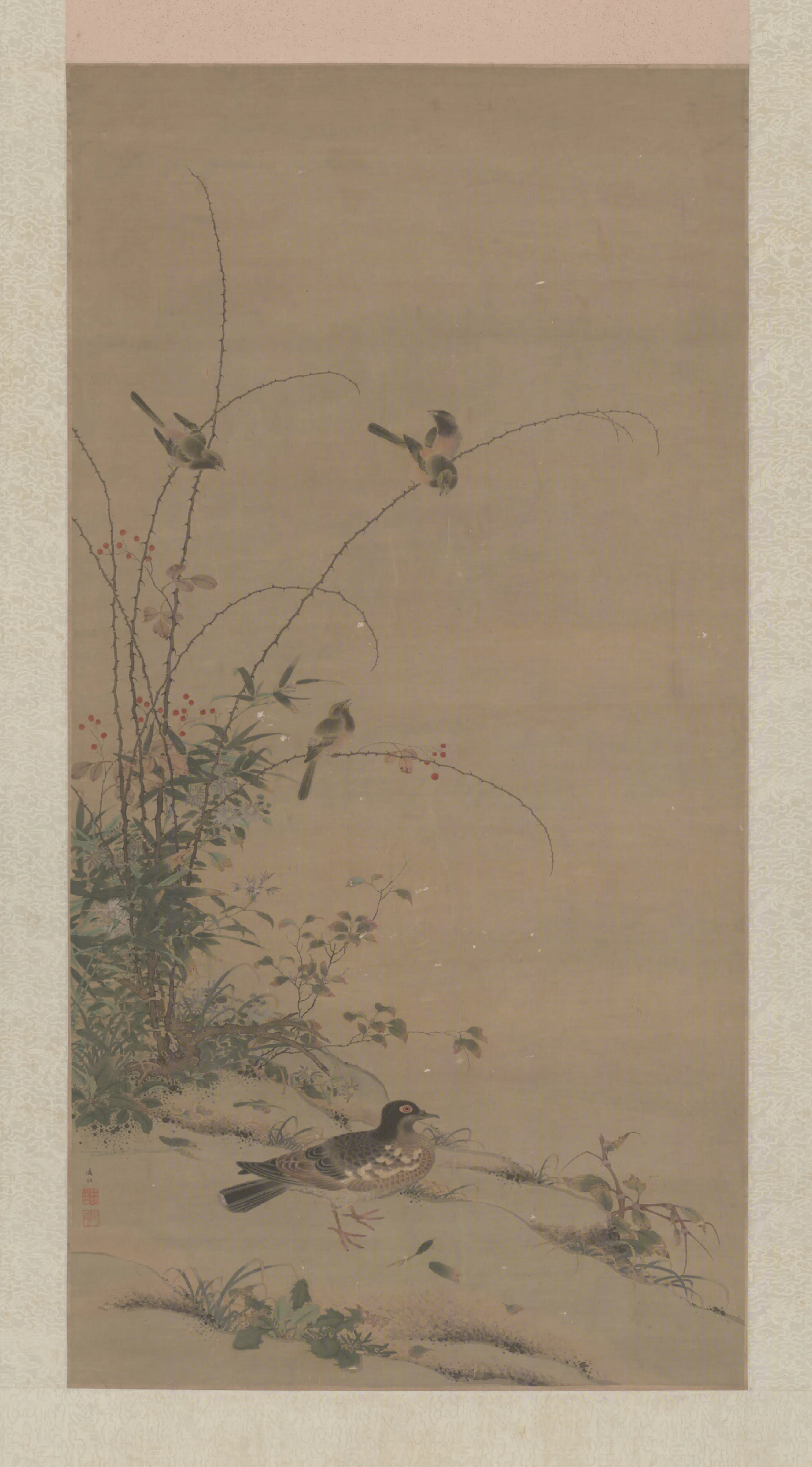 清代【凌恒】《花鸟图轴》