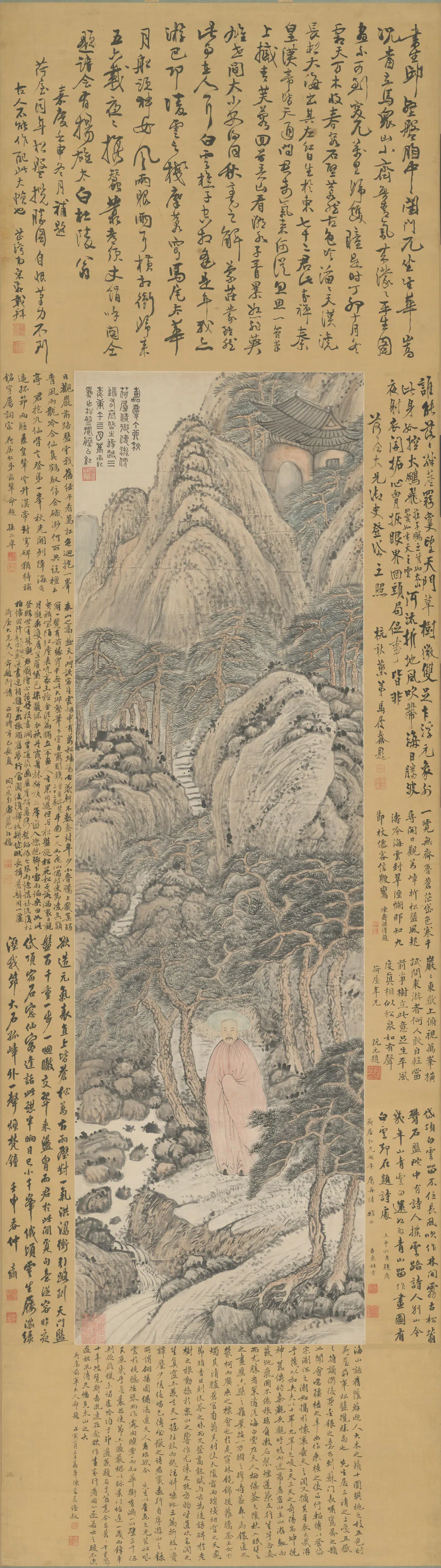 清代【吴荣光】《万承纪画吴荣光松盘揽胜图像轴》 第1张