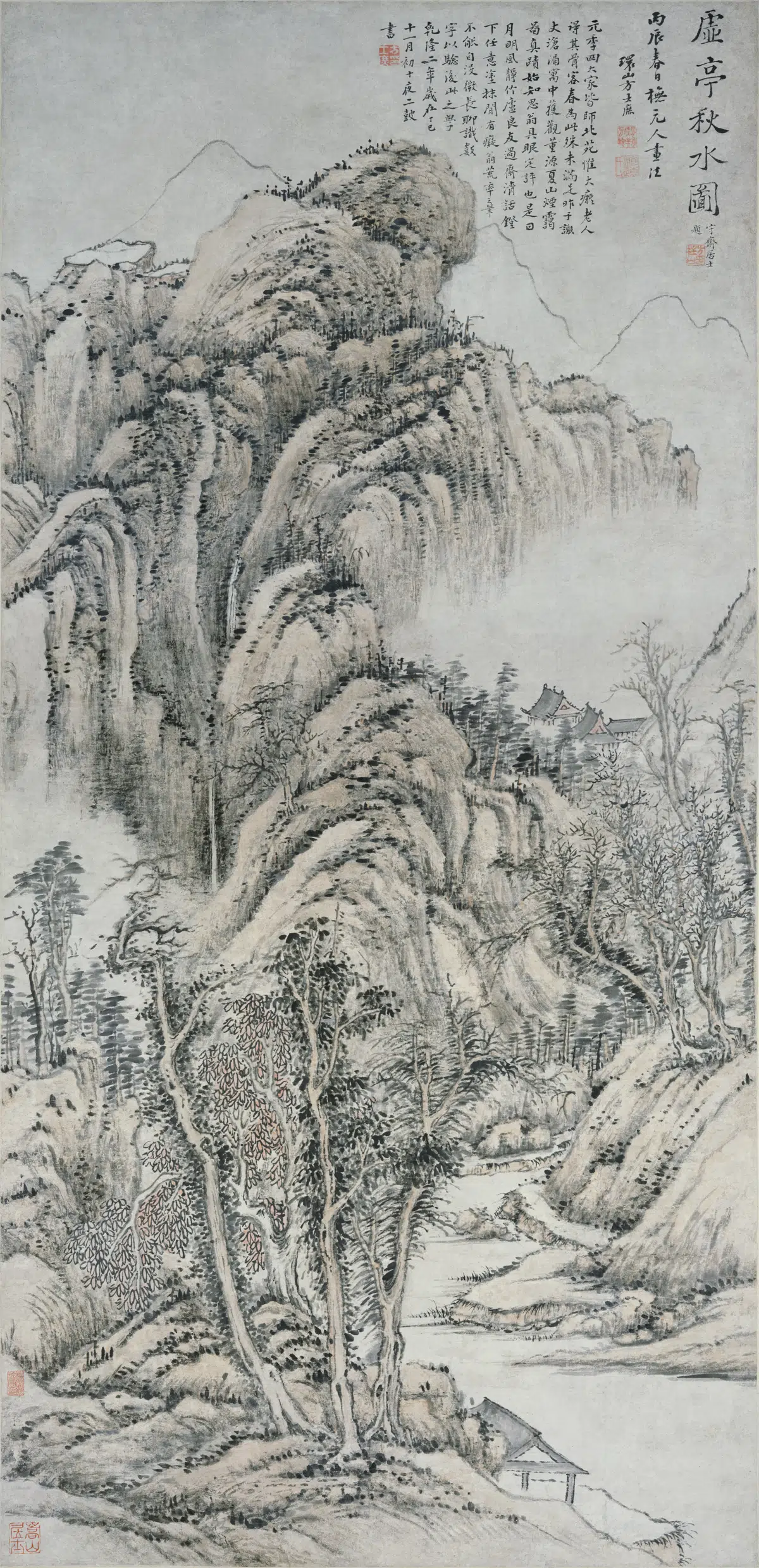 清代【方士庶】《虚亭秋水图轴》