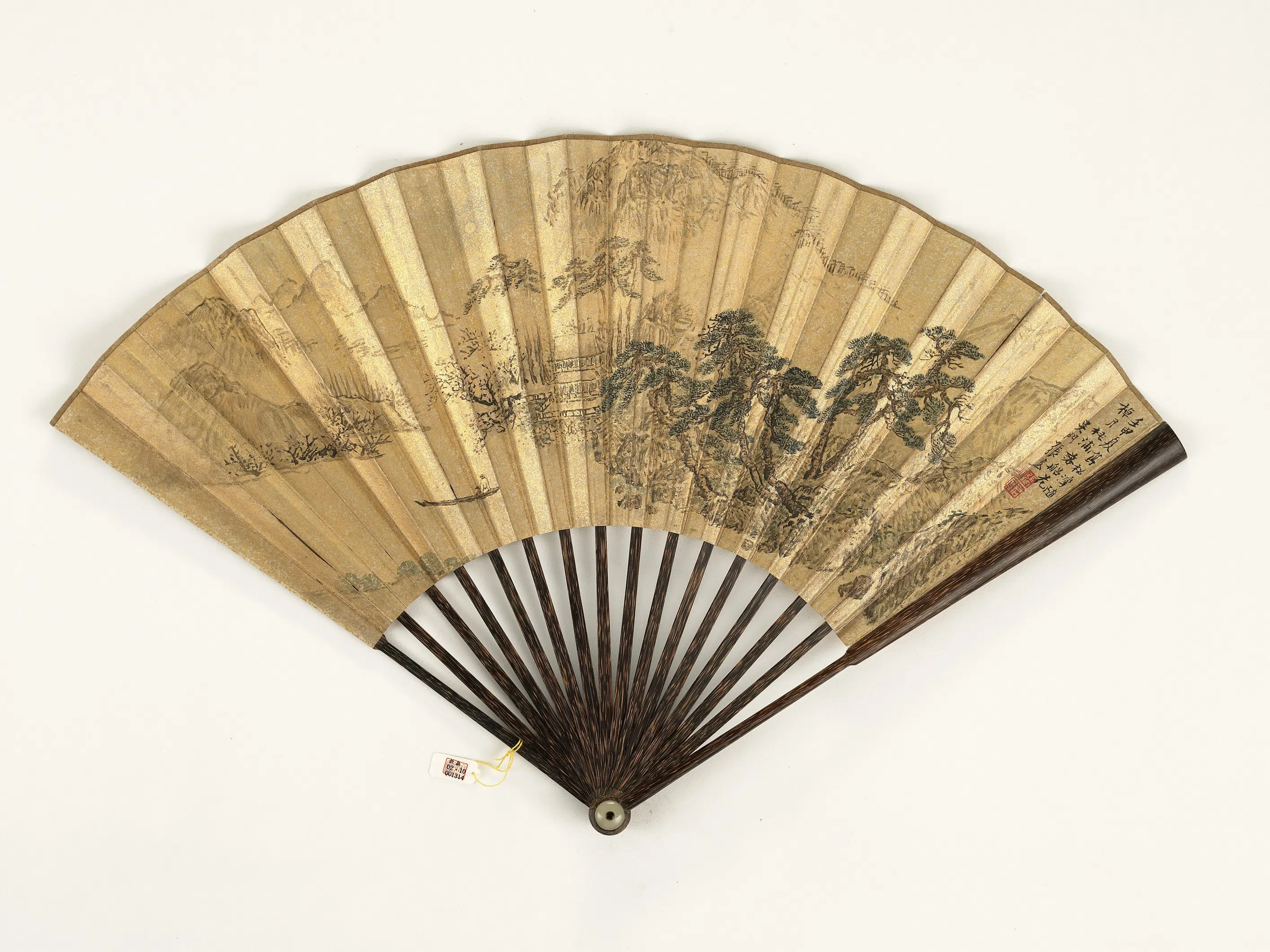 清代【爱新觉罗弘历-乾隆-清高宗】《乾隆御笔题画诗明张宏画山水-成扇》