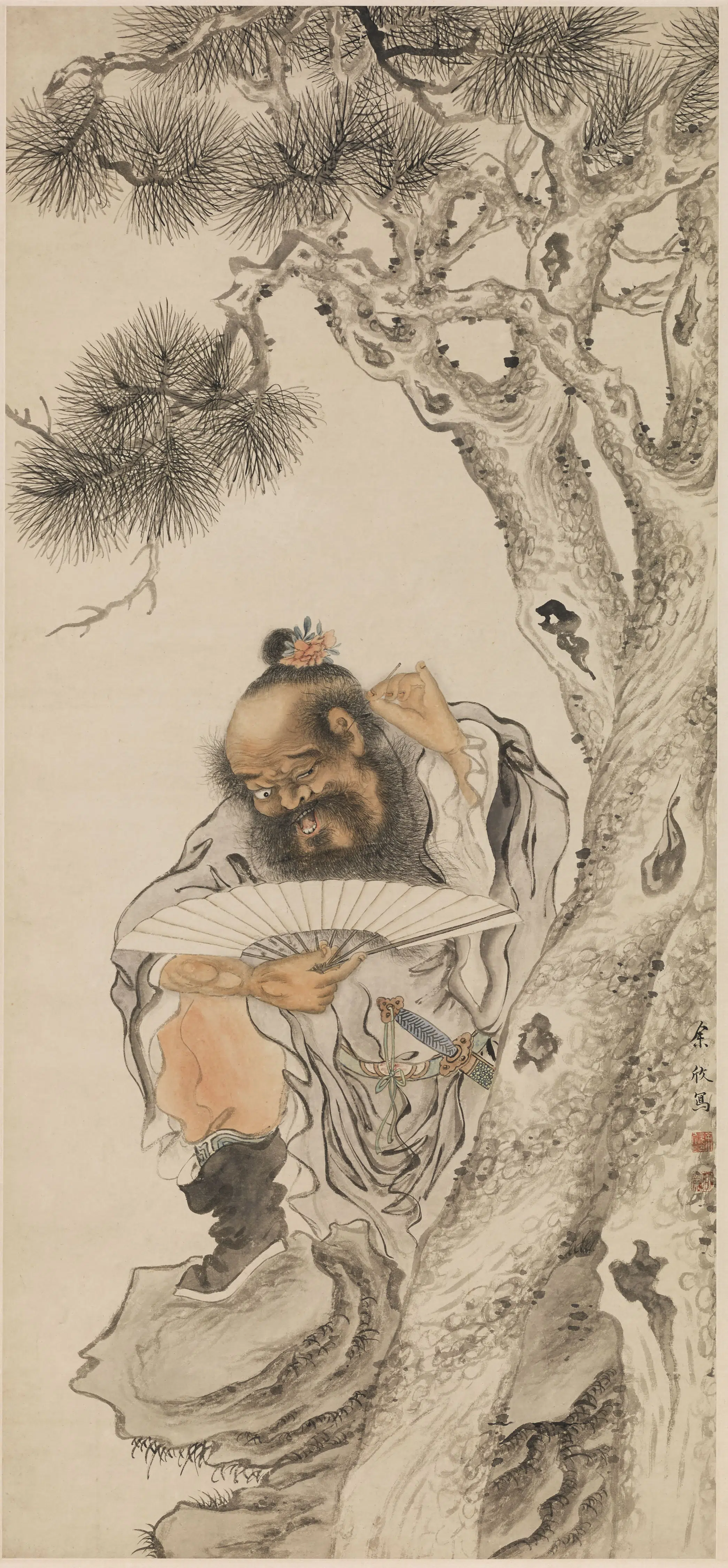 清代【余欣】《画钟馗轴》