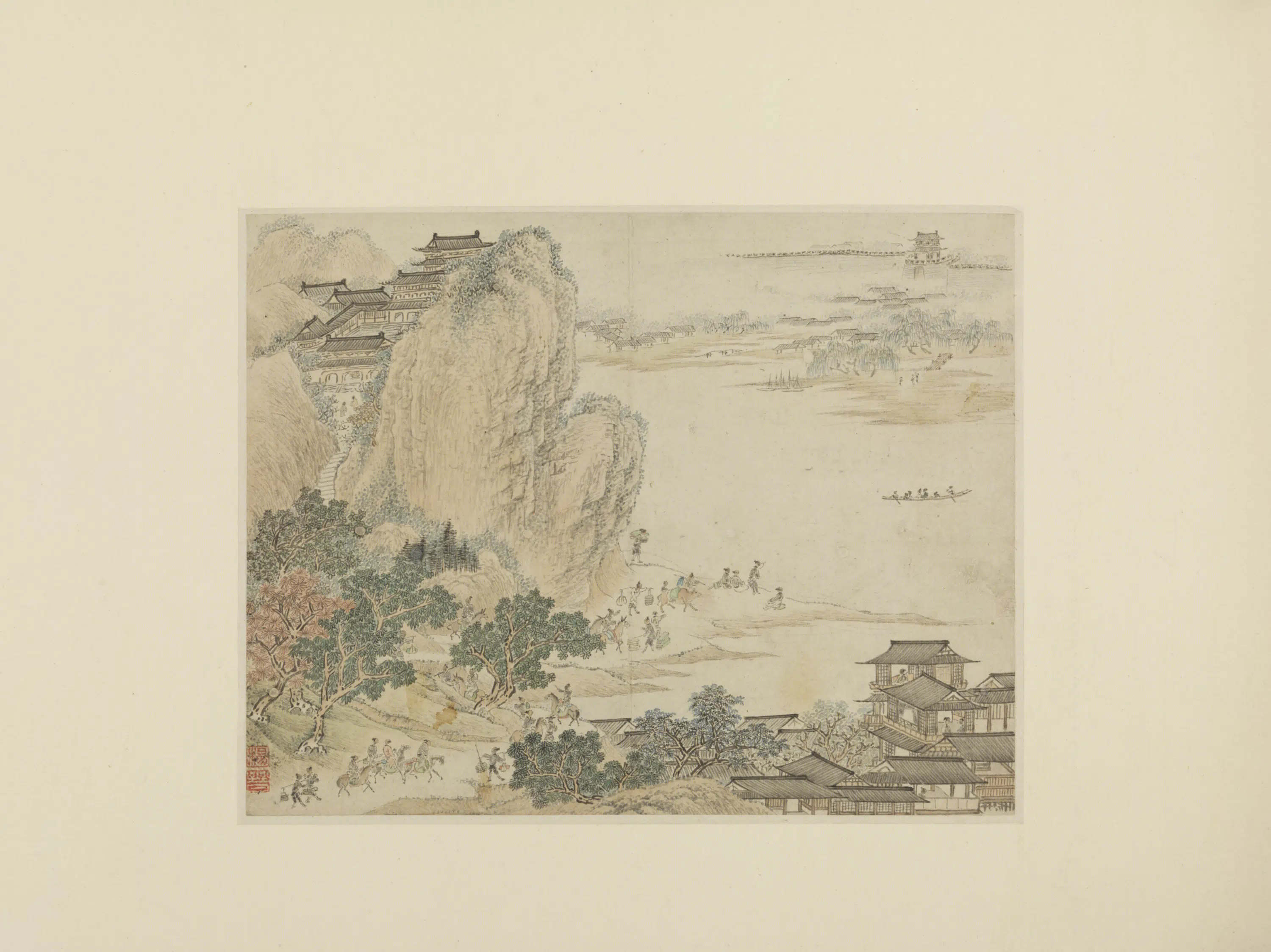 清代【杨晋】《秋山楼阁页》