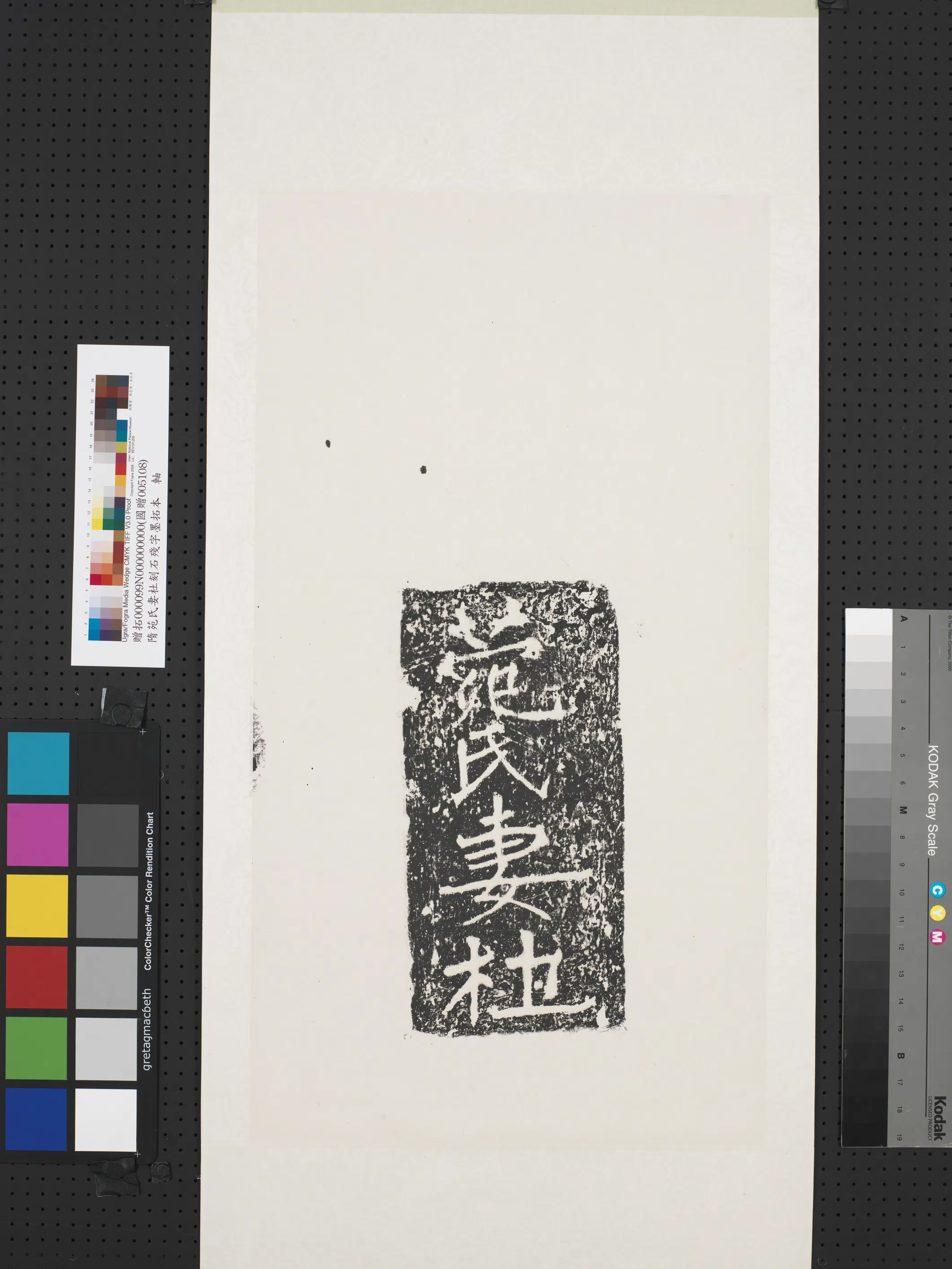 隋朝《隋苑氏妻杜刻石残字墨拓本图轴》