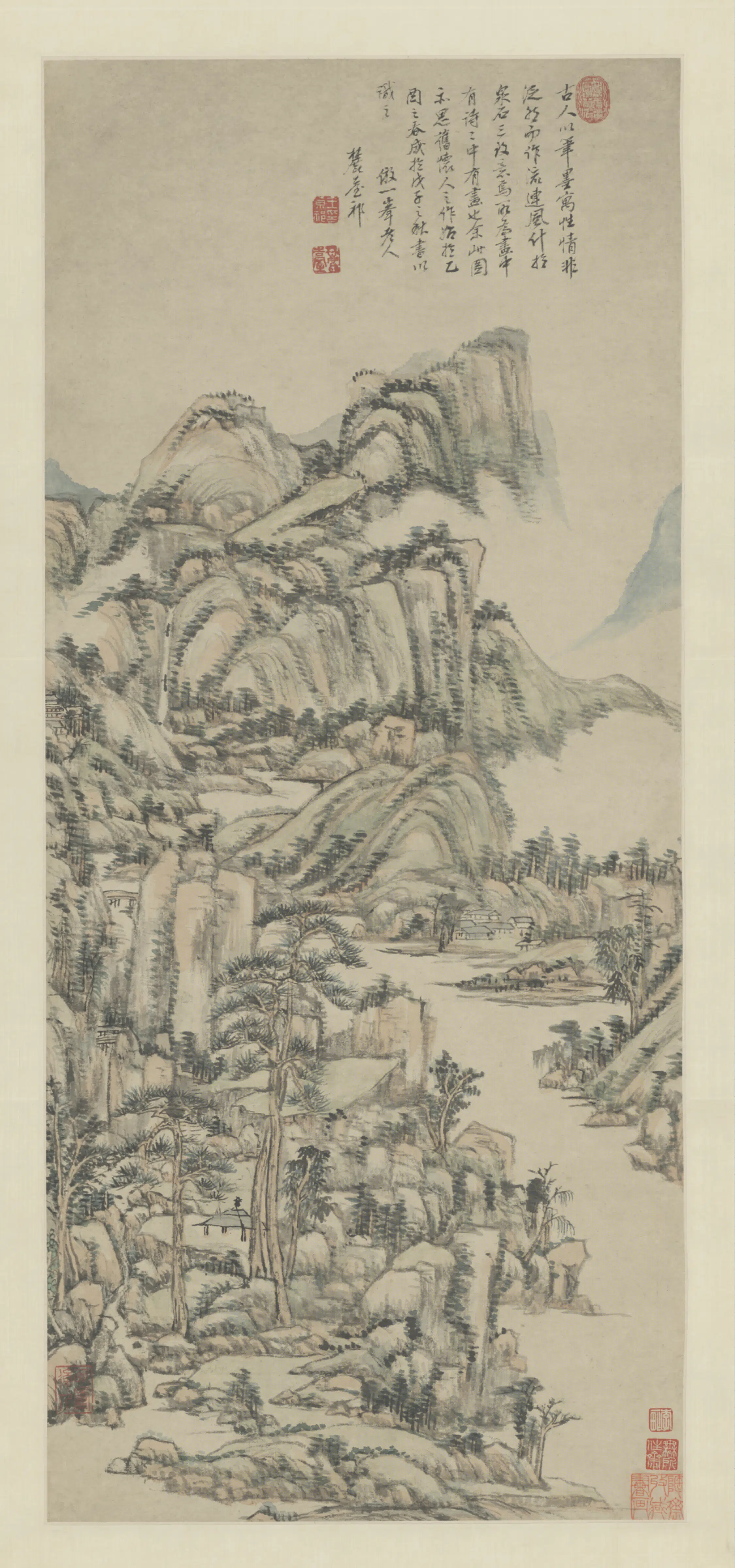 清代【王原祁】《山水轴》 第1张