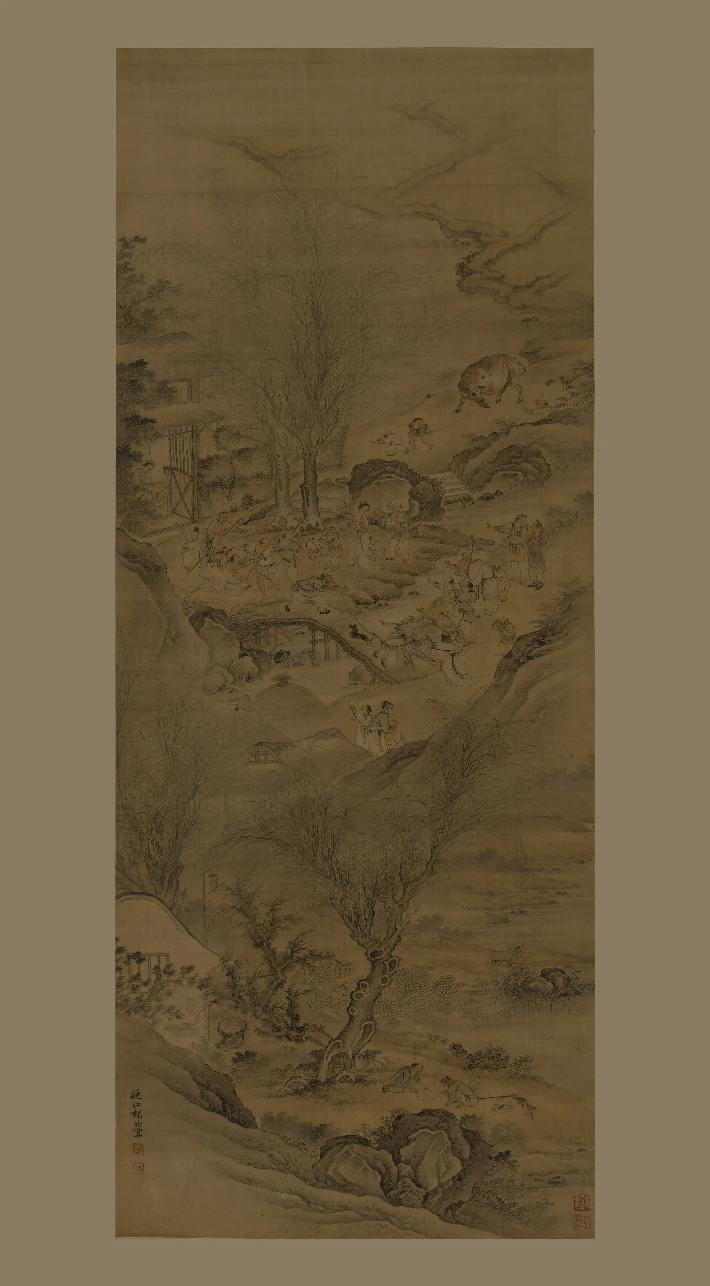 清代【胡玢】《隔河相争图轴》 第1张