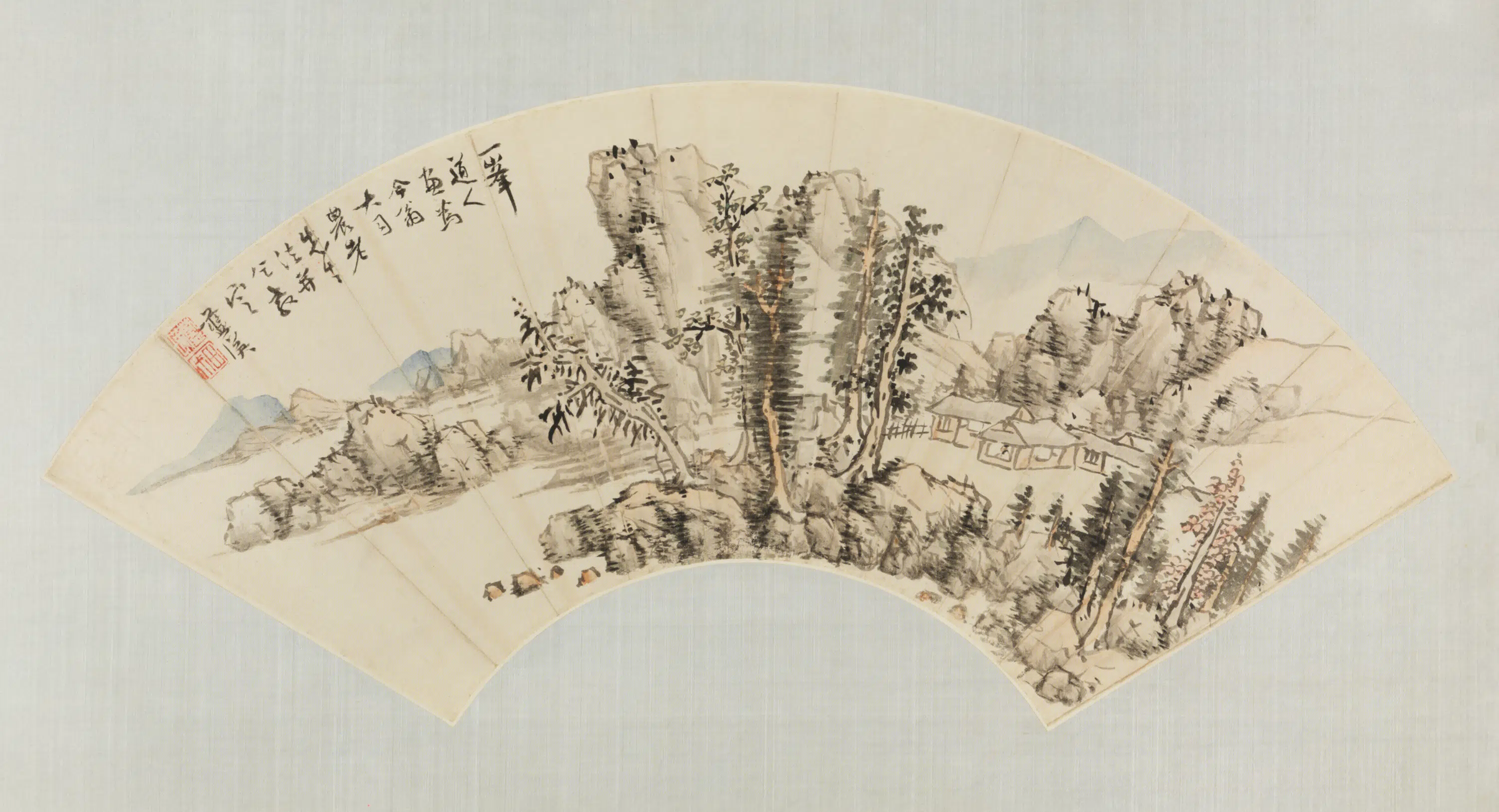 元朝【黄公望】《蓝瑛仿黄公望山水扇页-1》