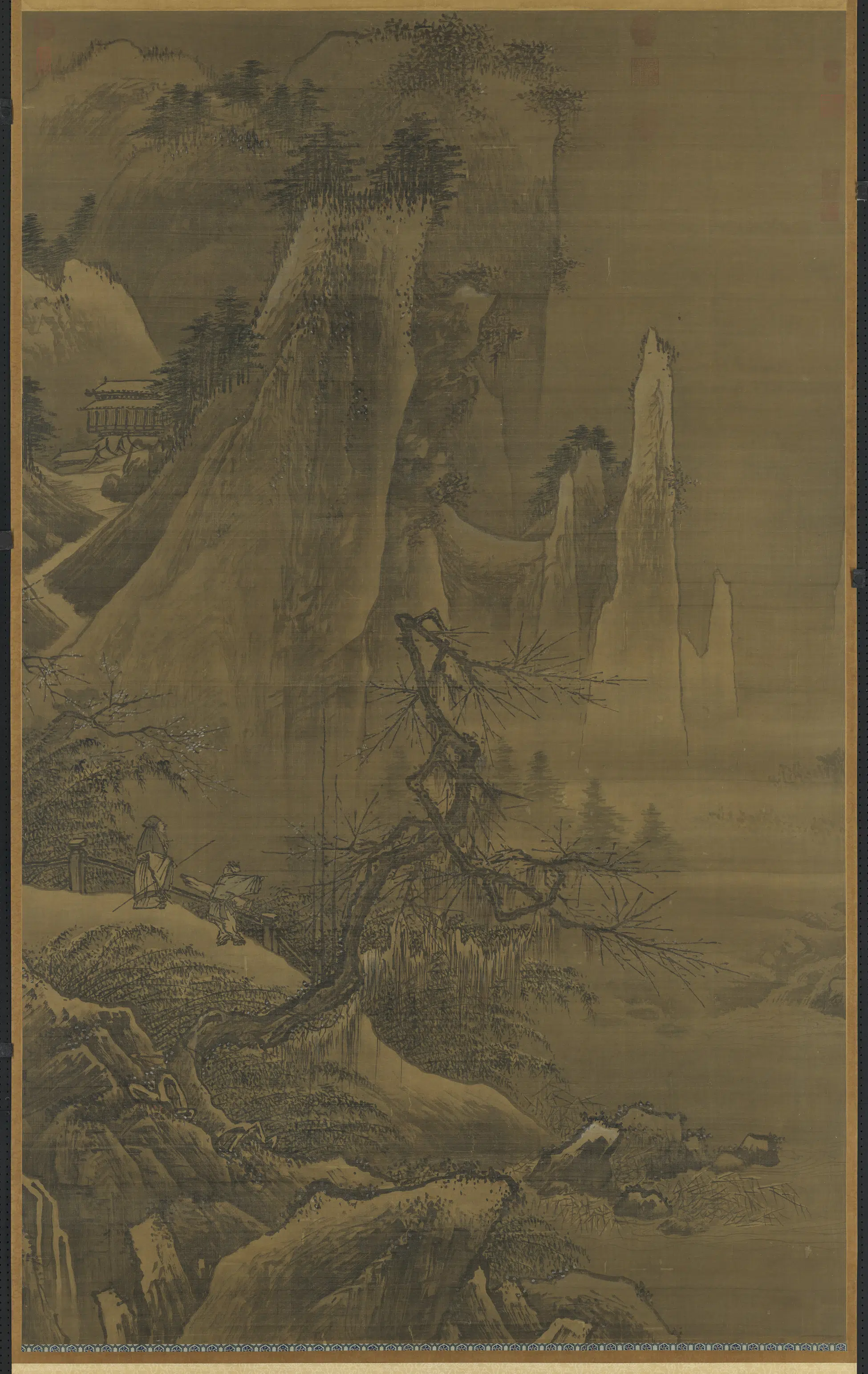 南宋【夏圭】《雪屐探梅图轴》