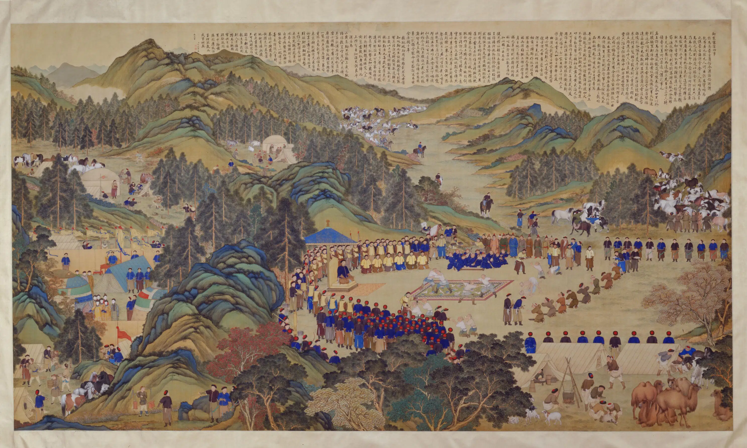 清代【郎世宁】《塞宴四事图横幅》