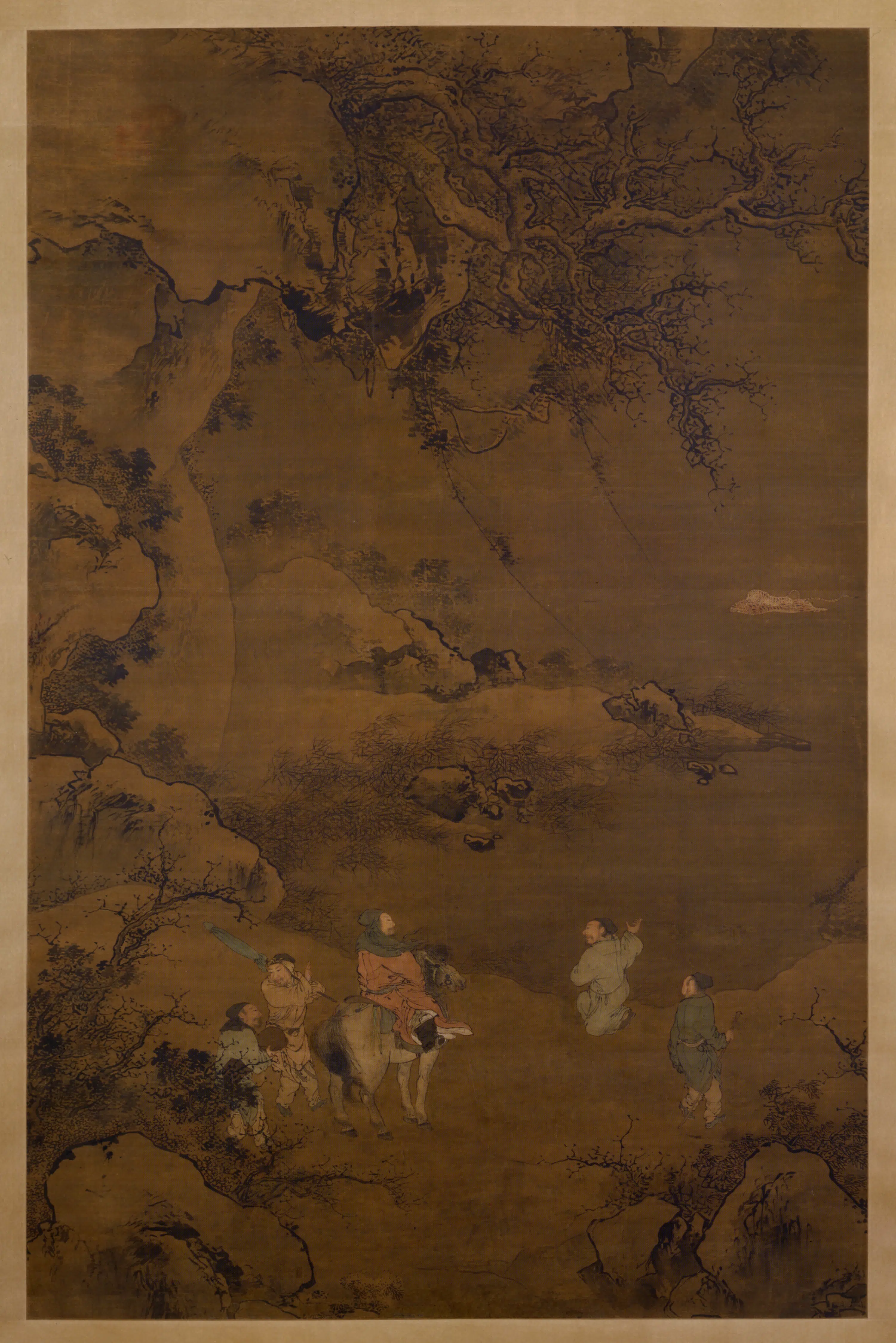 明朝【朱端】《弘农渡虎图轴》