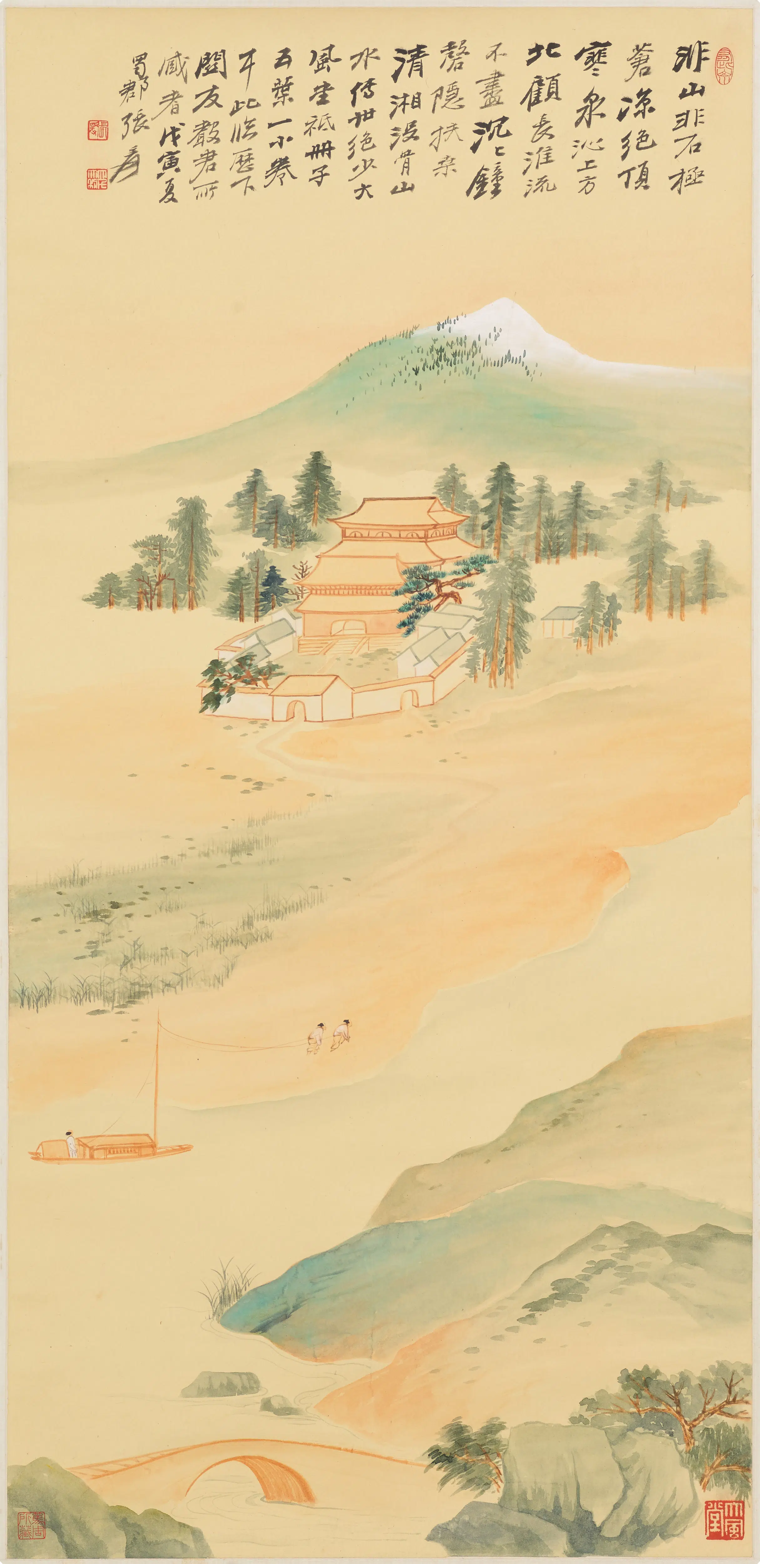 近现代【张大千】《临石涛没骨山水图轴》
