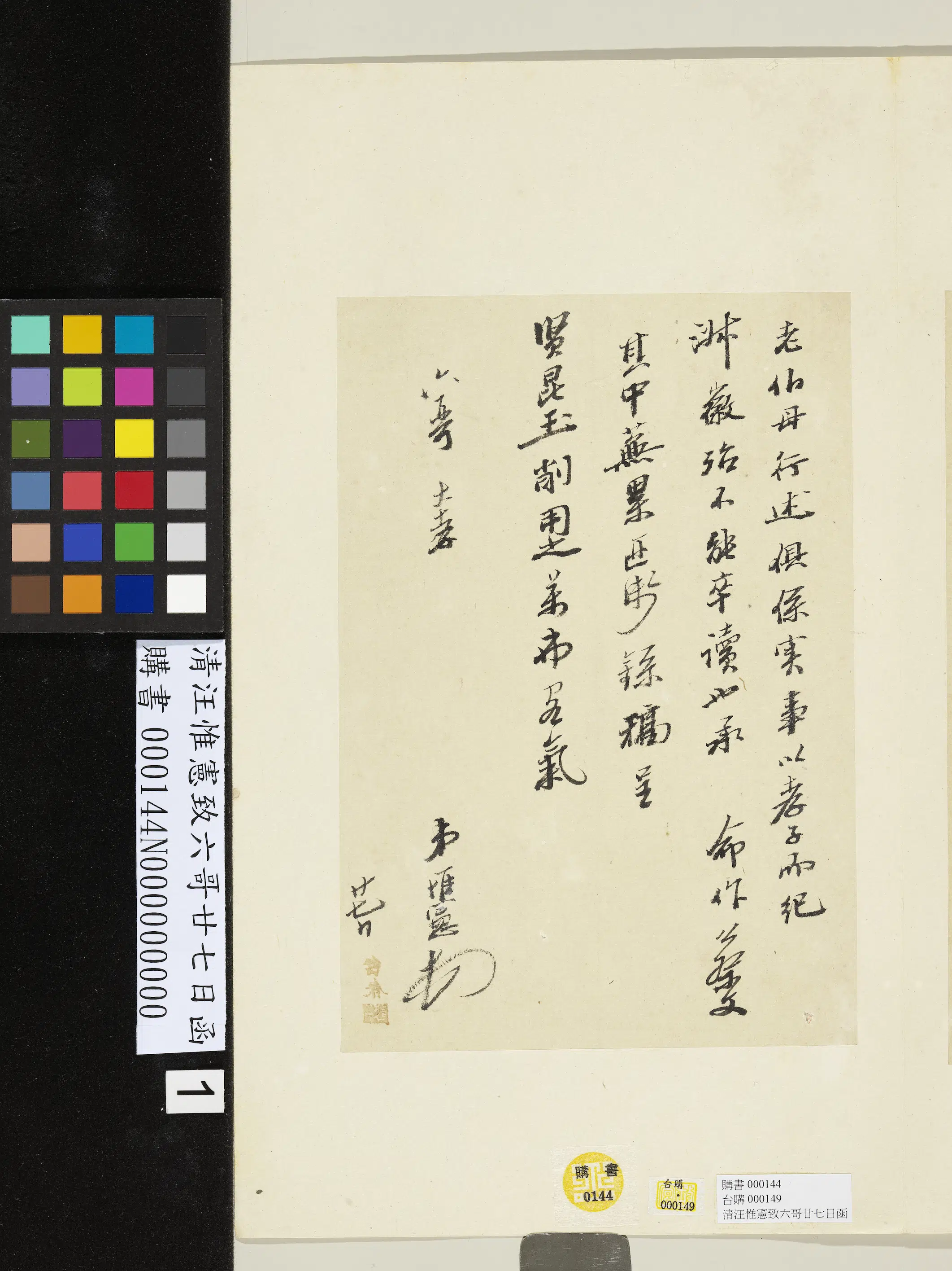 清代【汪惟宪】《致六哥廿七日函》