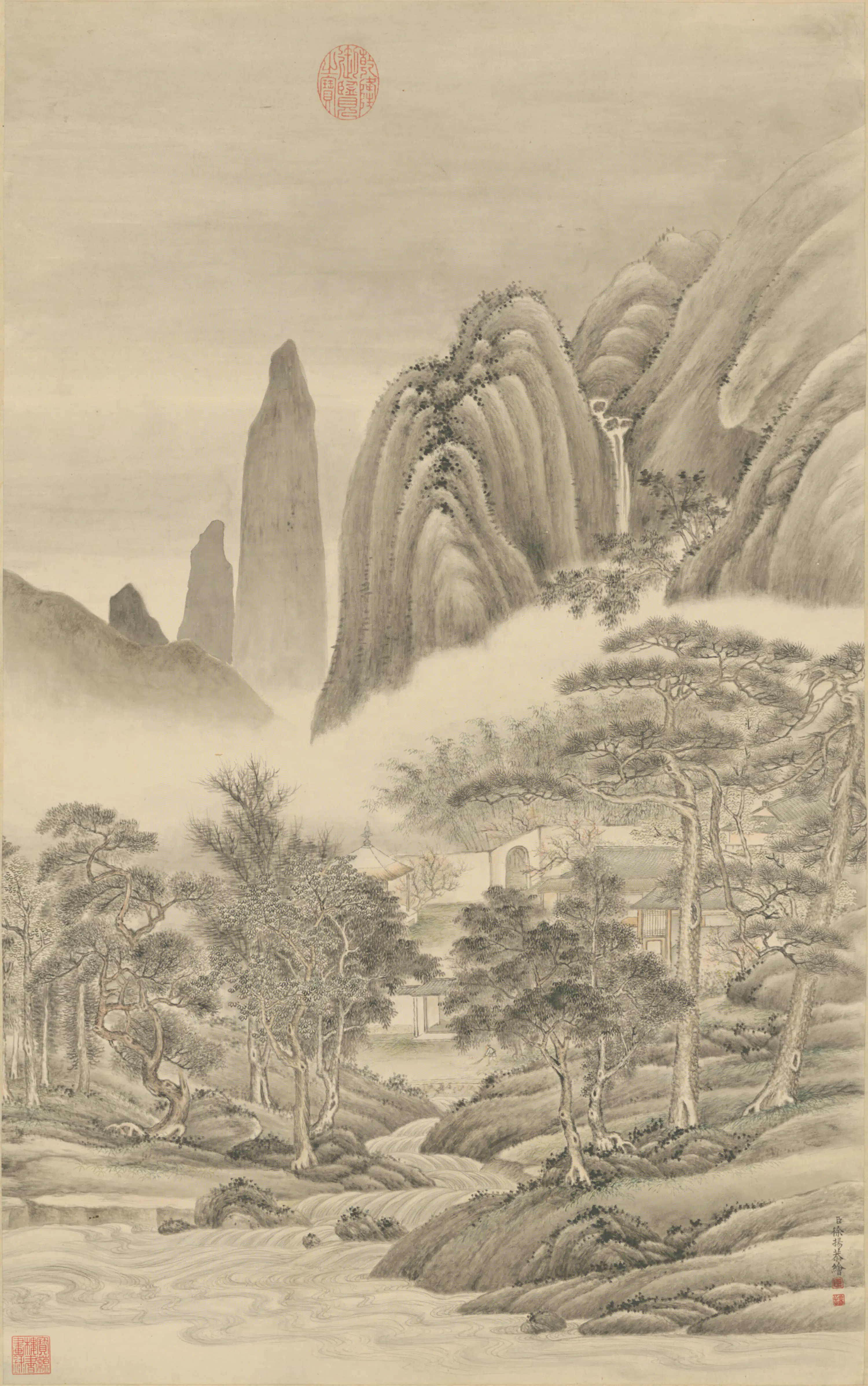 清代【徐扬】《溪山春晓图轴》
