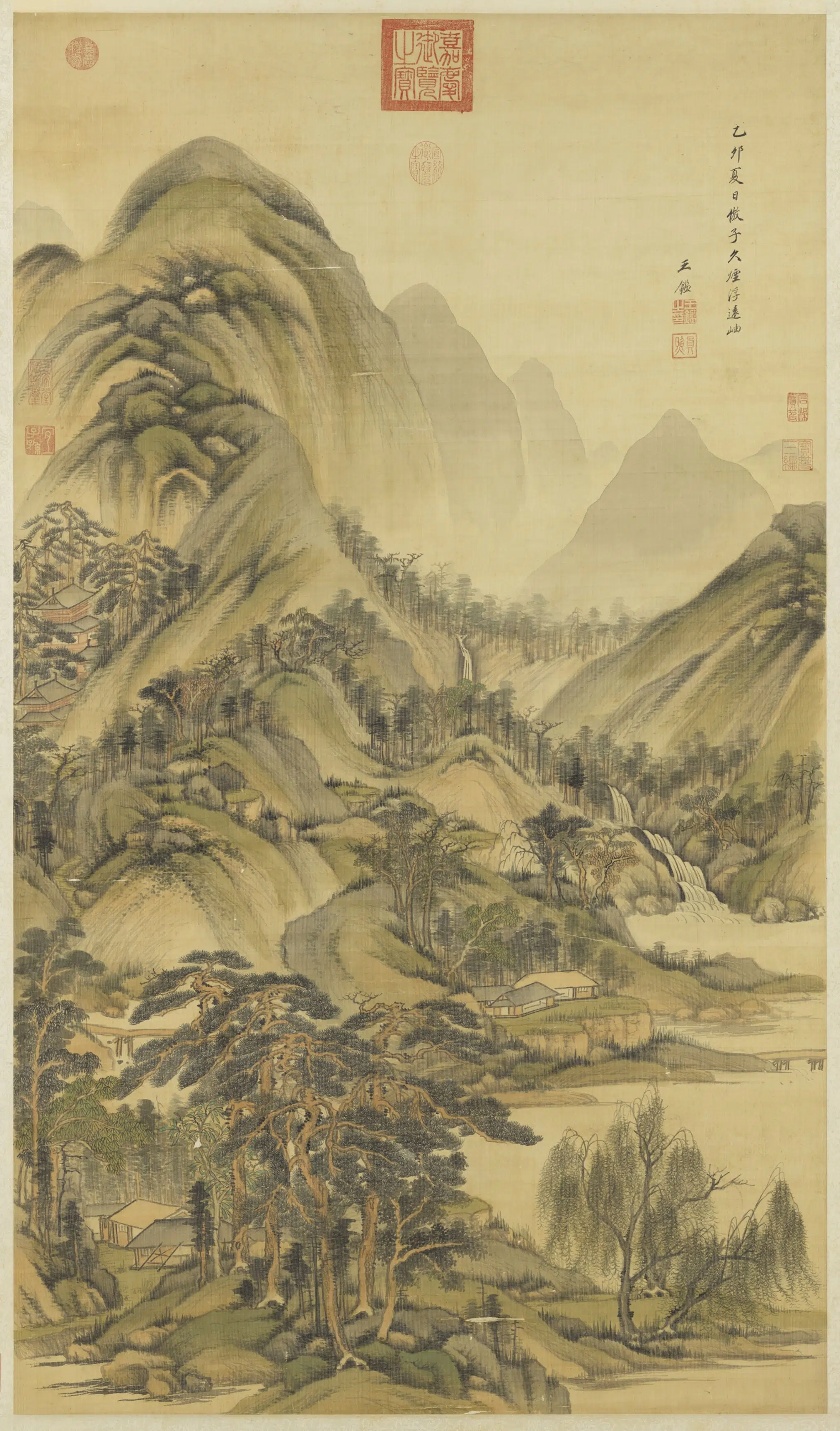 元【黄公望】《清_王鉴_仿黄公望烟浮远岫图》