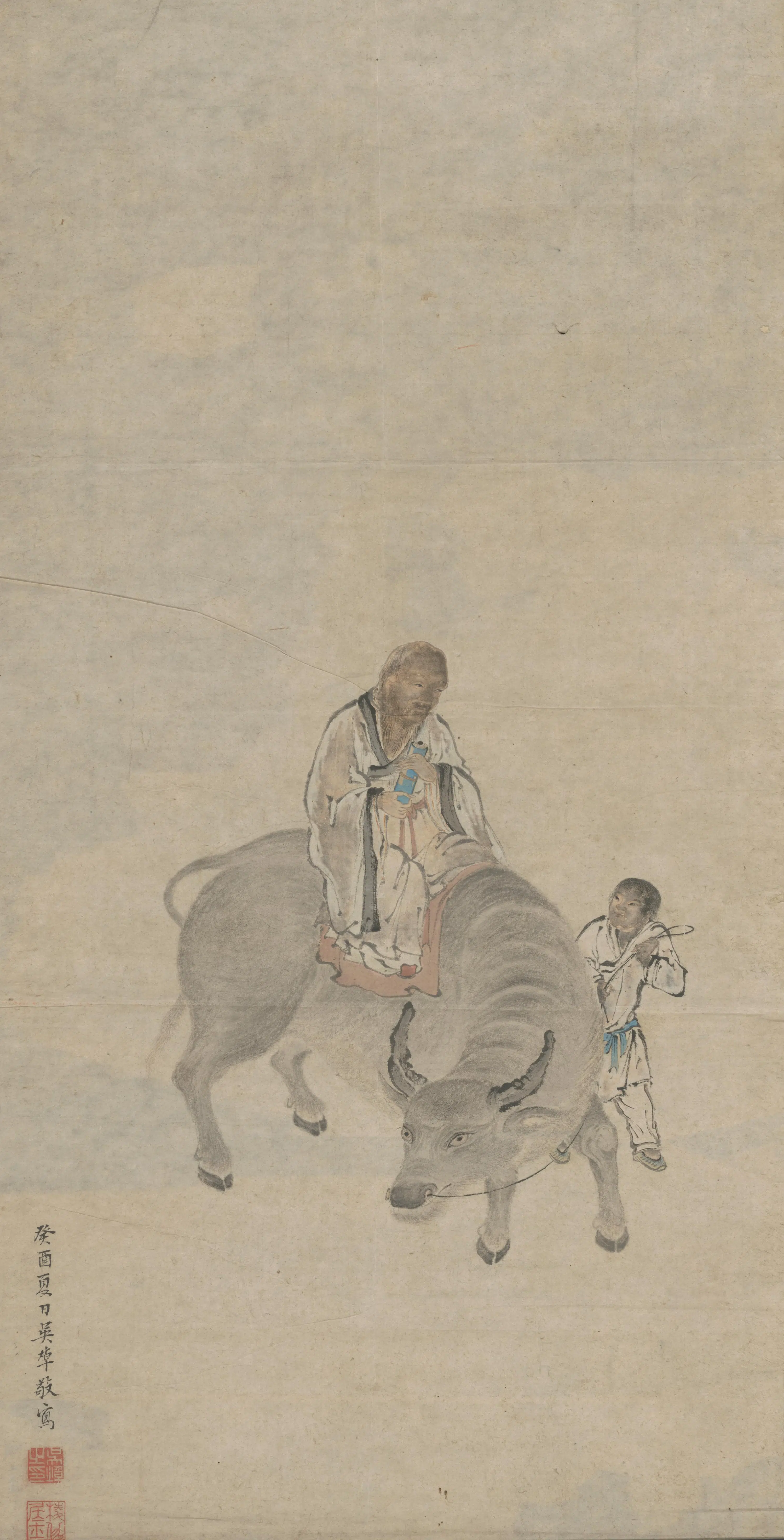 清代【吴焯】《老子骑牛图》