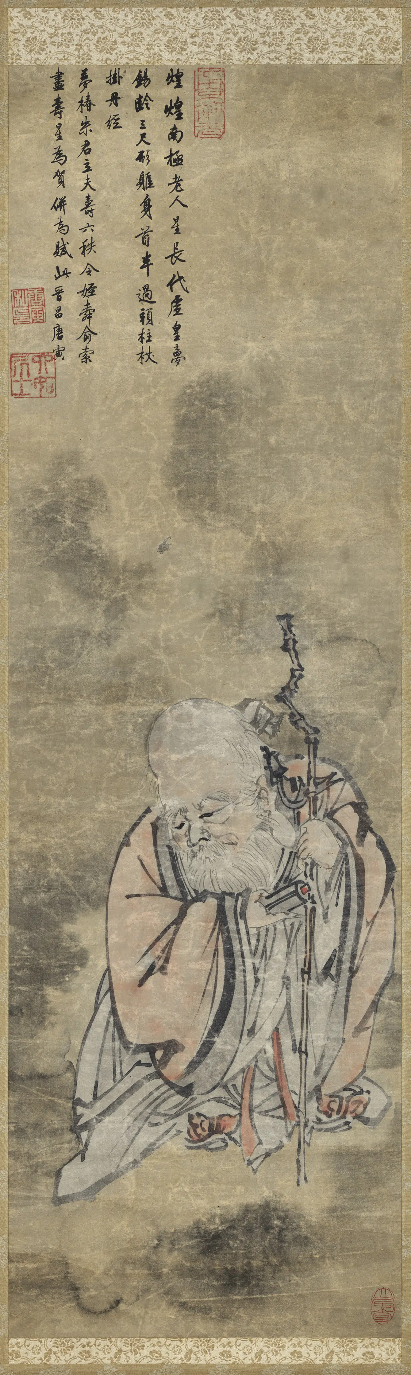 明朝【唐寅】《寿星图轴》
