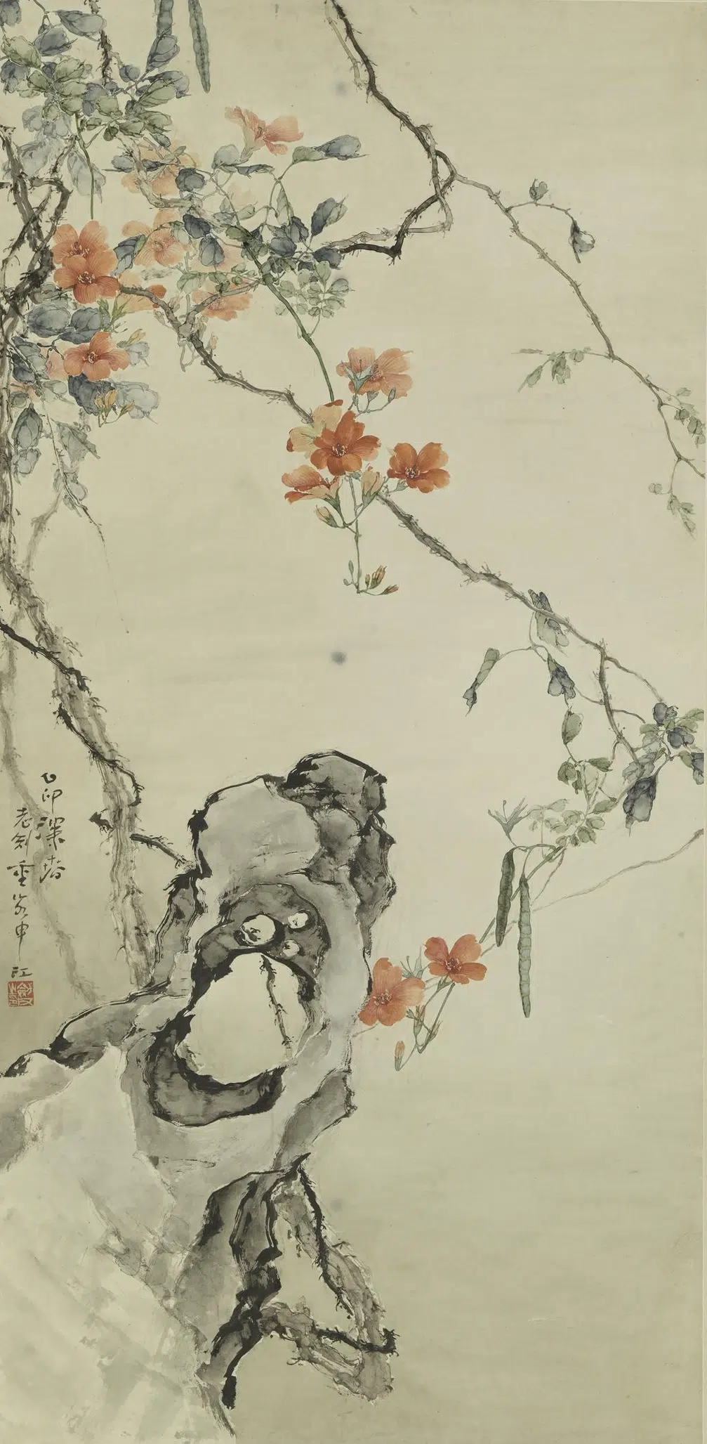 近代 【高剑父】《凌霄花图轴》