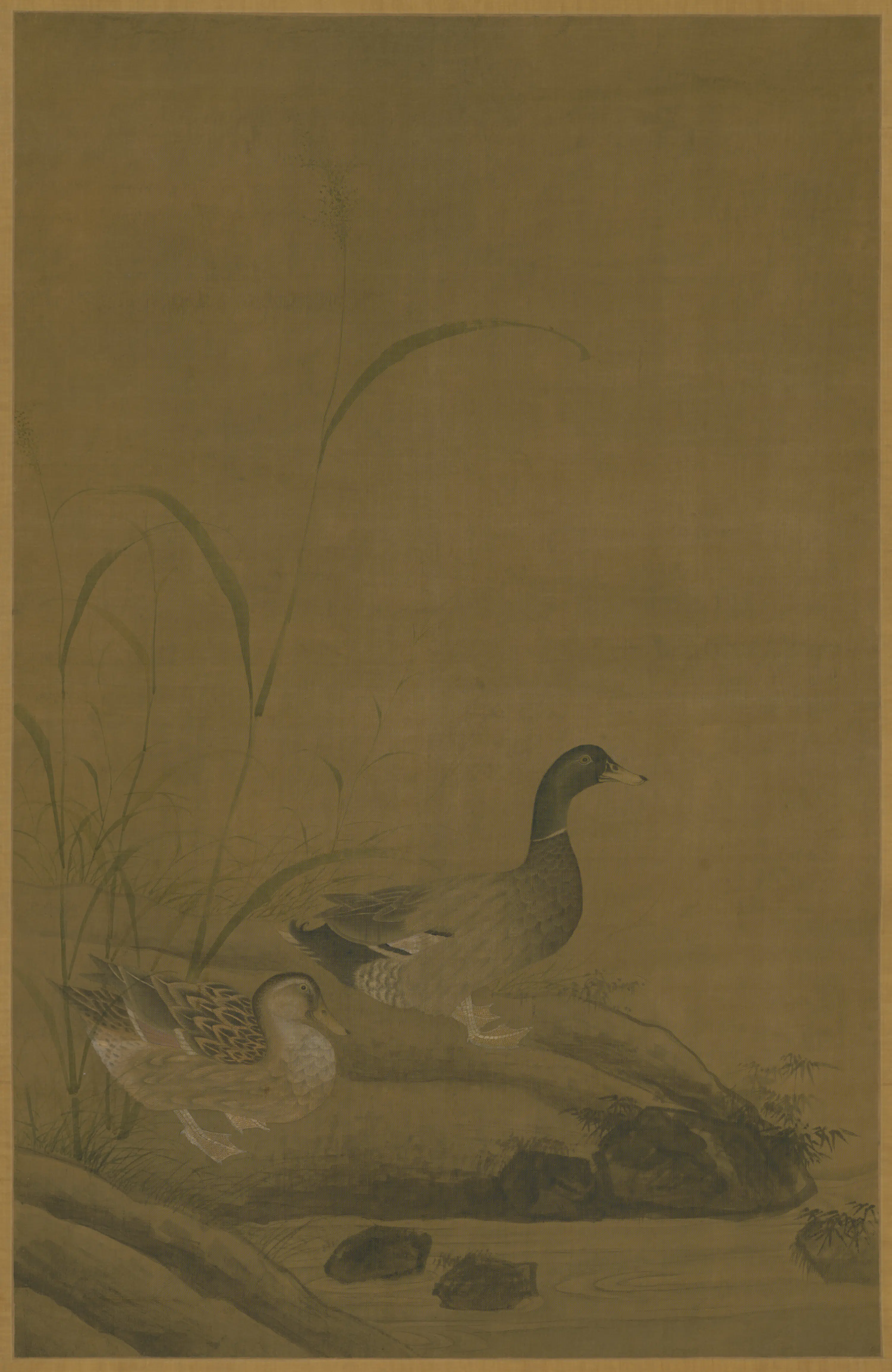明朝【明人】《芦石双鸭图轴》 第1张 明朝【明人】《芦石双鸭图轴》 第1张