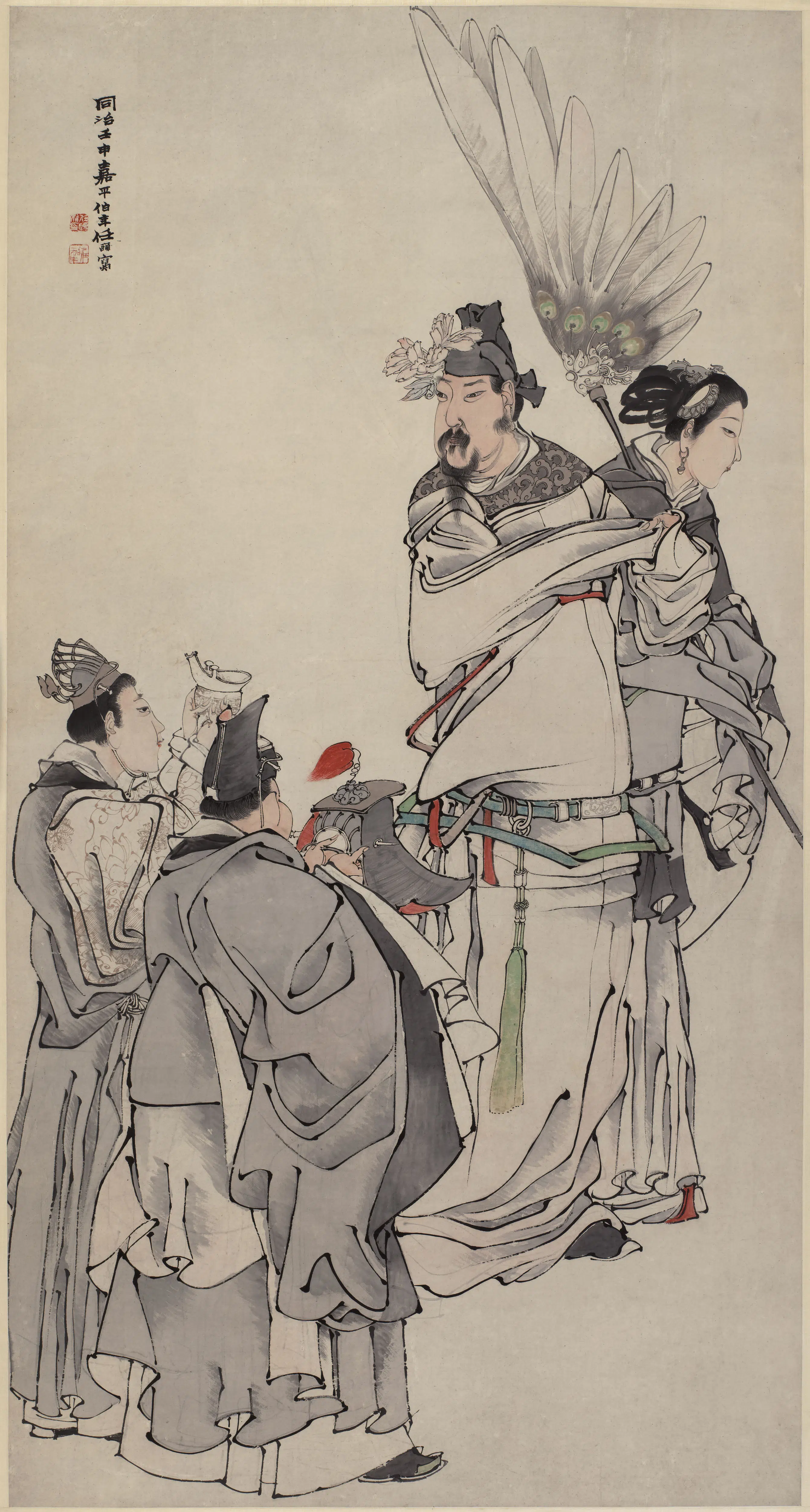 清代【任伯年（任颐）】《加冠进爵图轴》