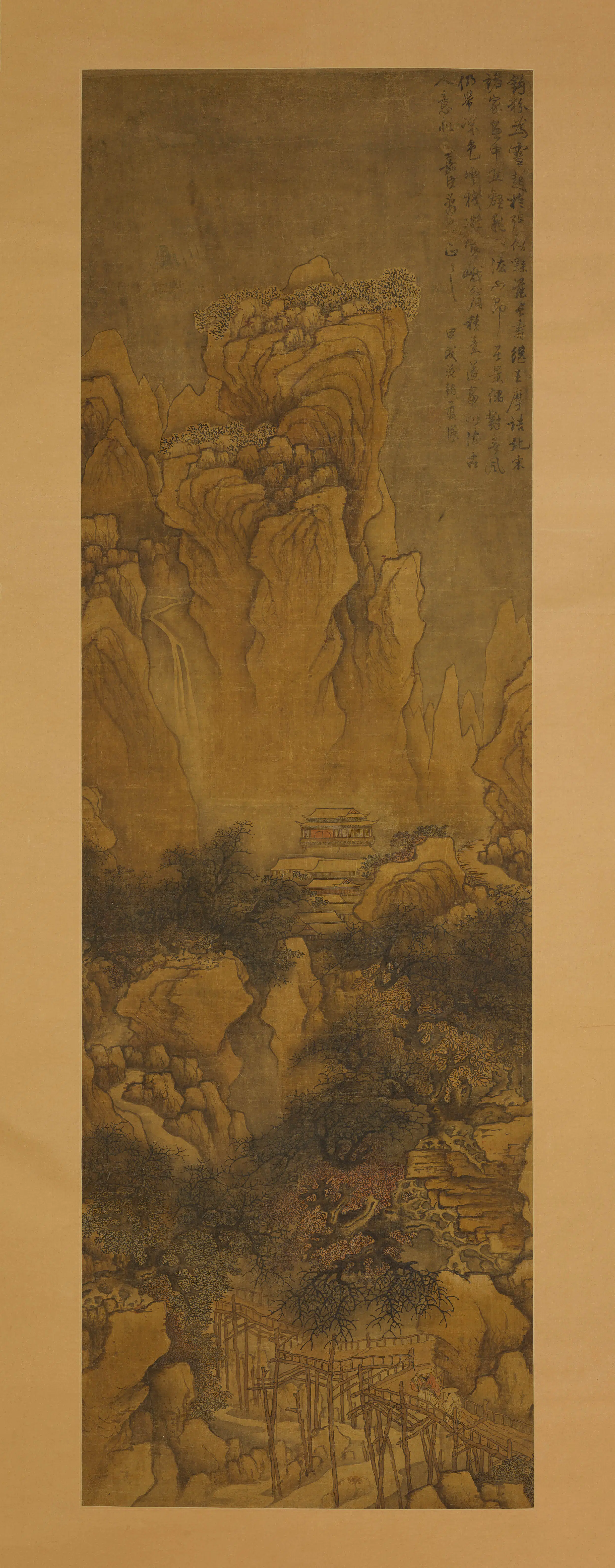 明朝【蓝瑛】《蜀山行旅图轴》