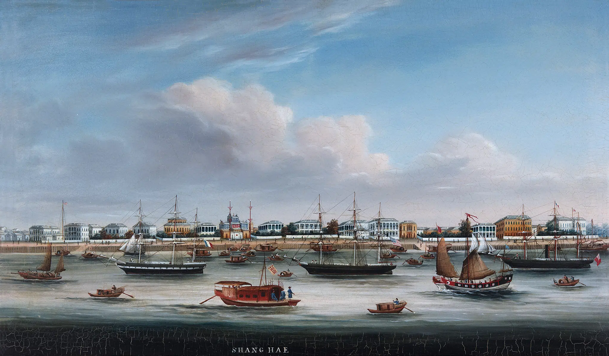 清代【南祯（NanTing）】《画室标识南祯绘上海外滩》