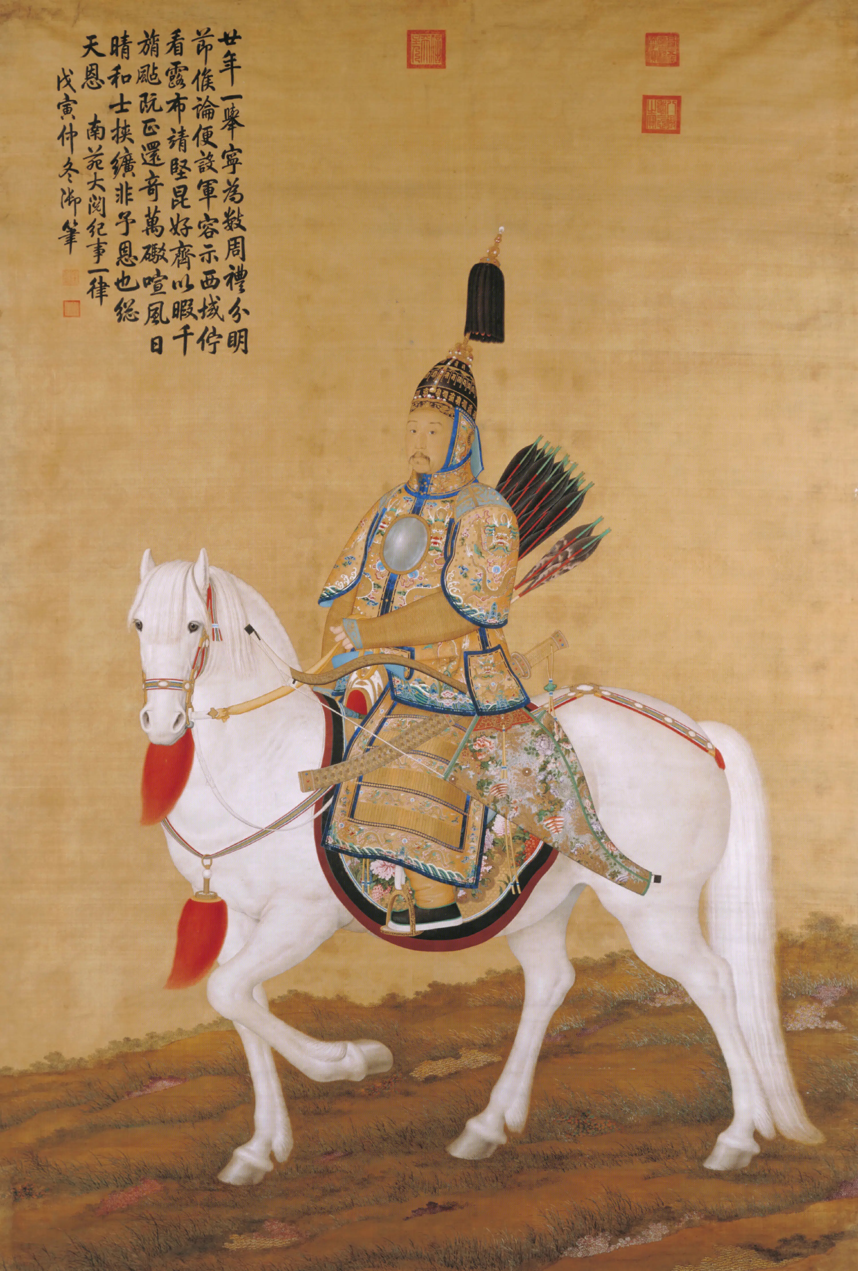 清代【清人】《画弘历盔甲乘马图轴》