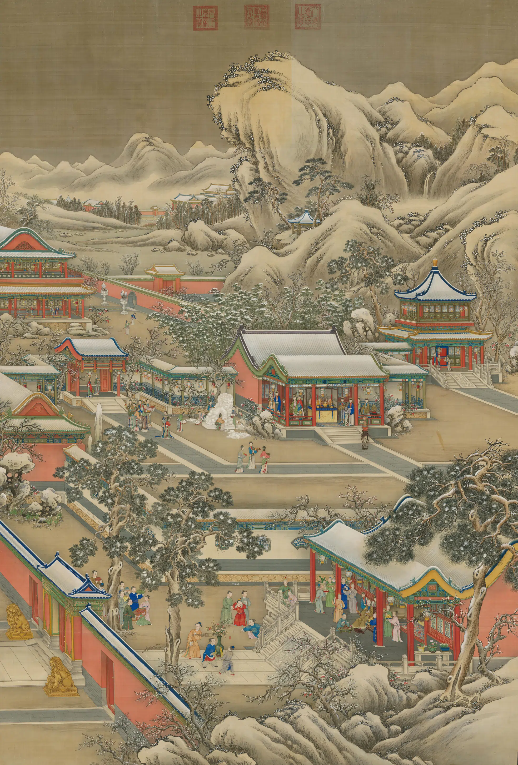 清代【郎世宁】《乾隆帝岁朝行乐图》