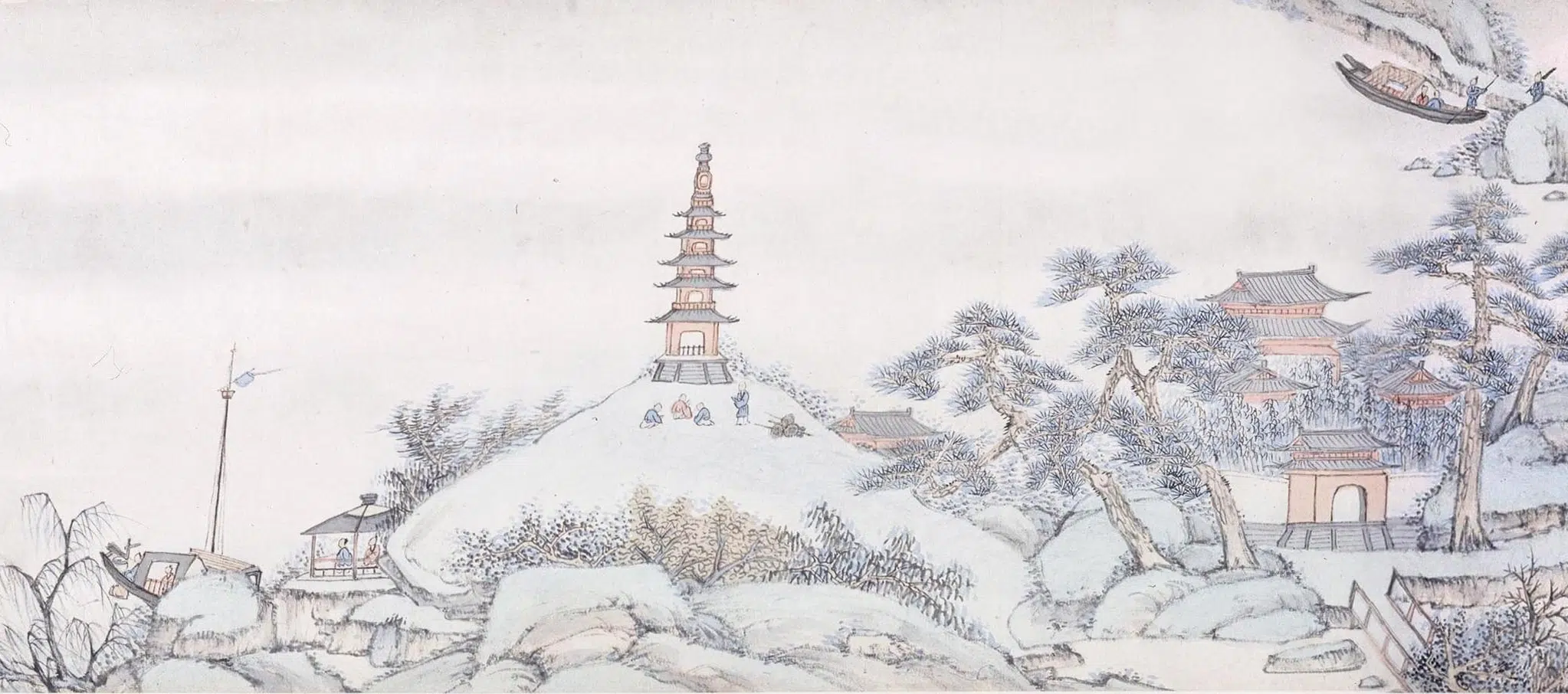 清代【萧云从】《讯舟郡城图轴》 第7张