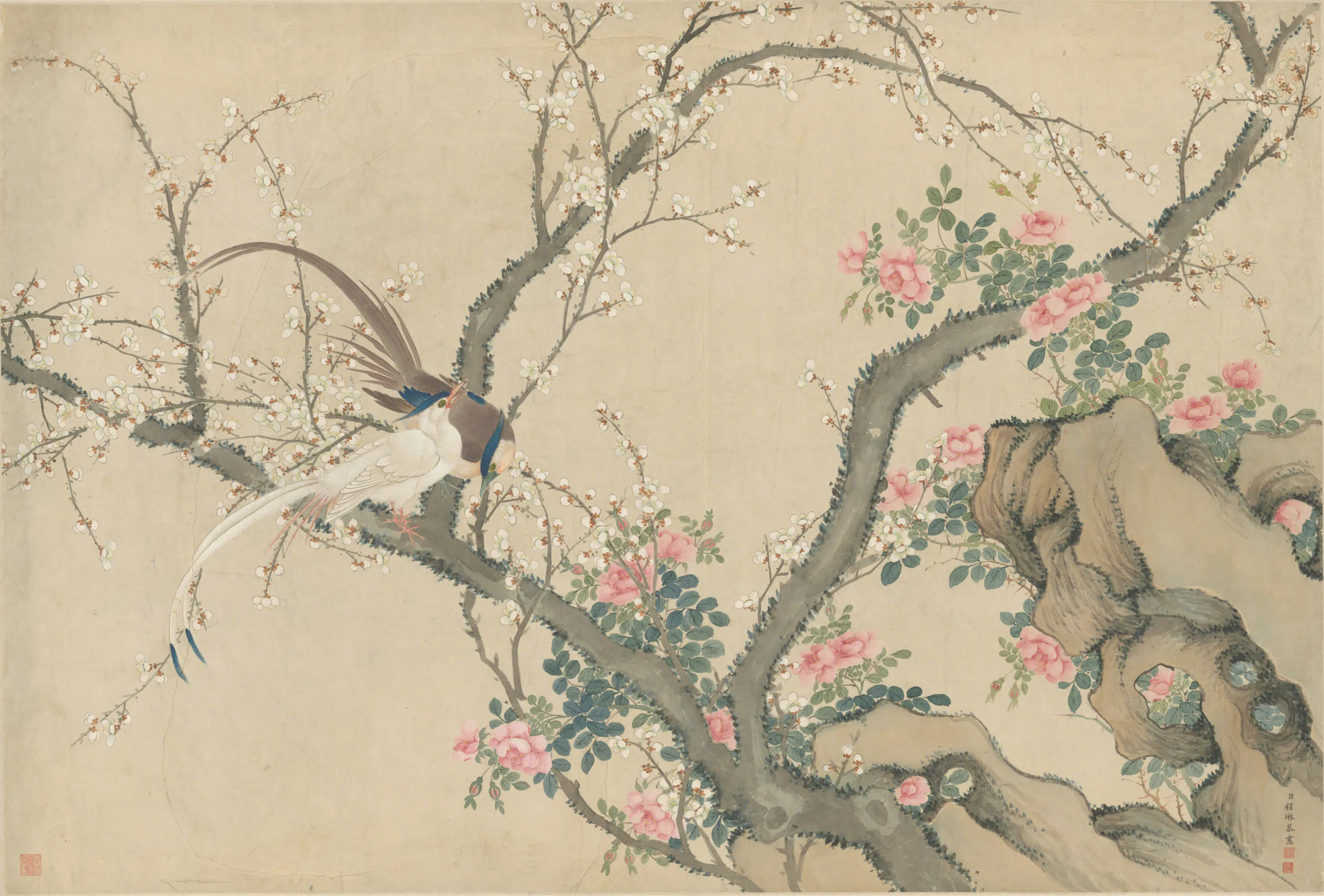 清代【程琳】《梅花绶带轴》