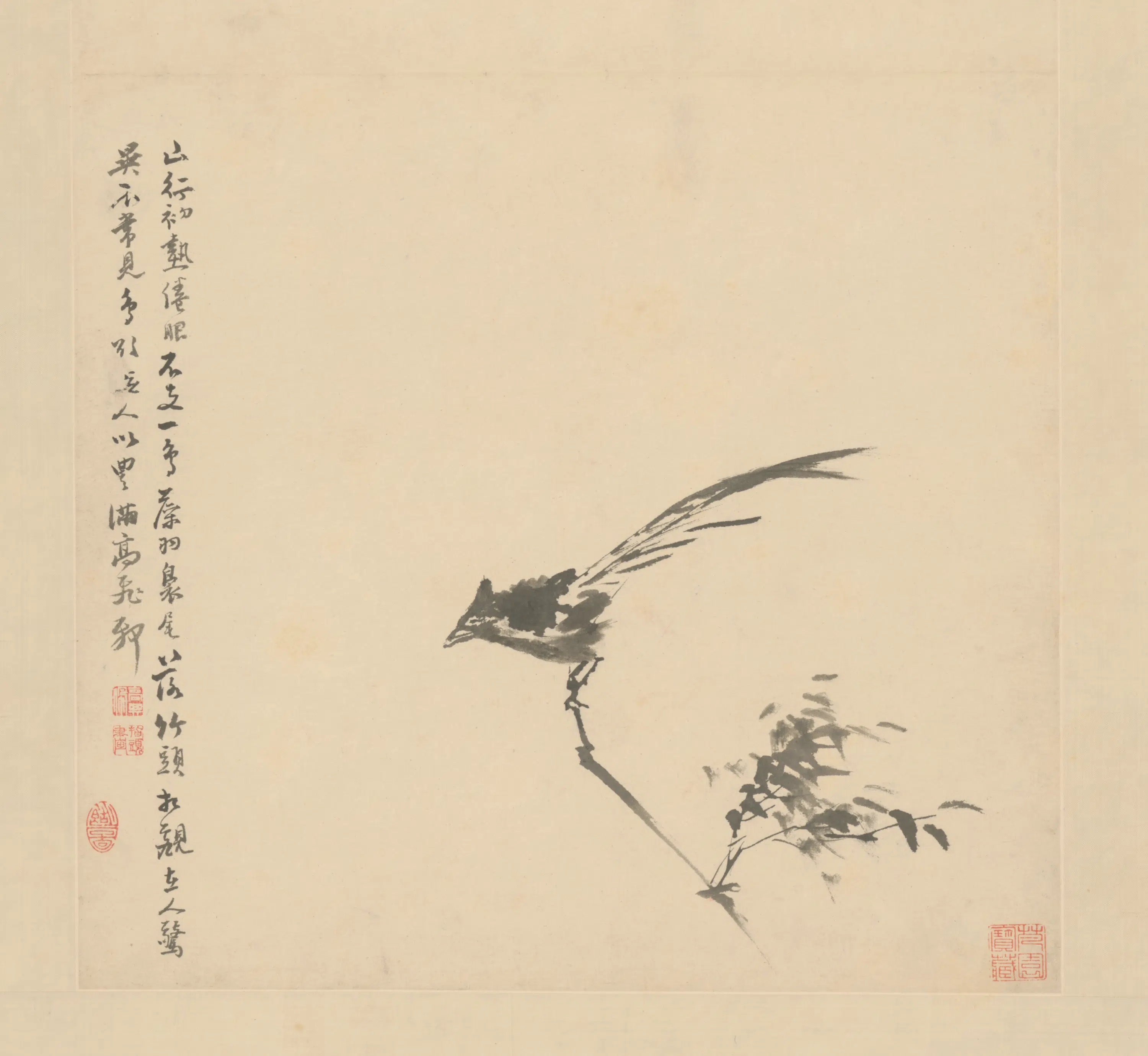 清代【高其佩】《竹禽图轴》