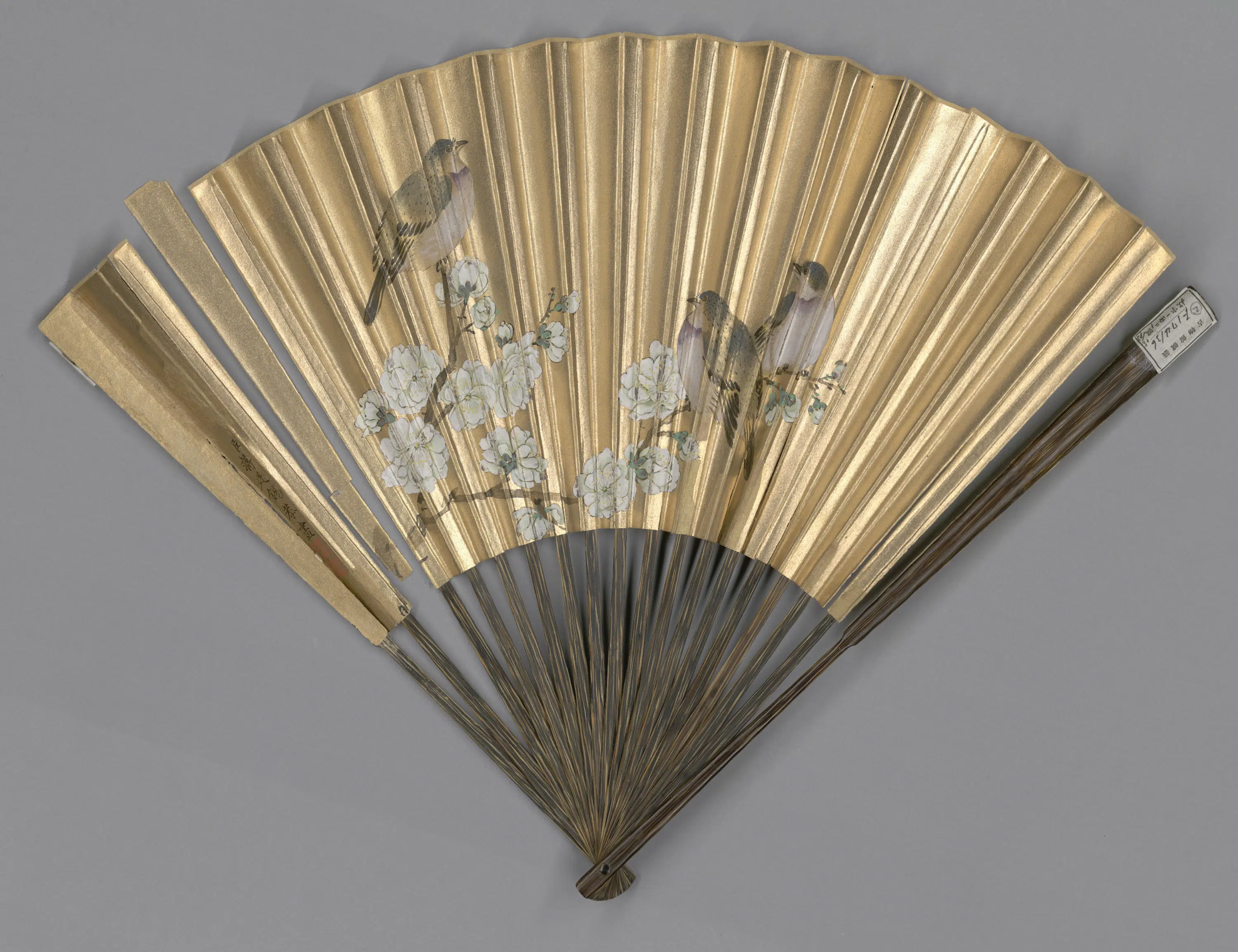 清代【蒋廷锡】《画花鸟玄烨咏自鸣钟诗成扇》