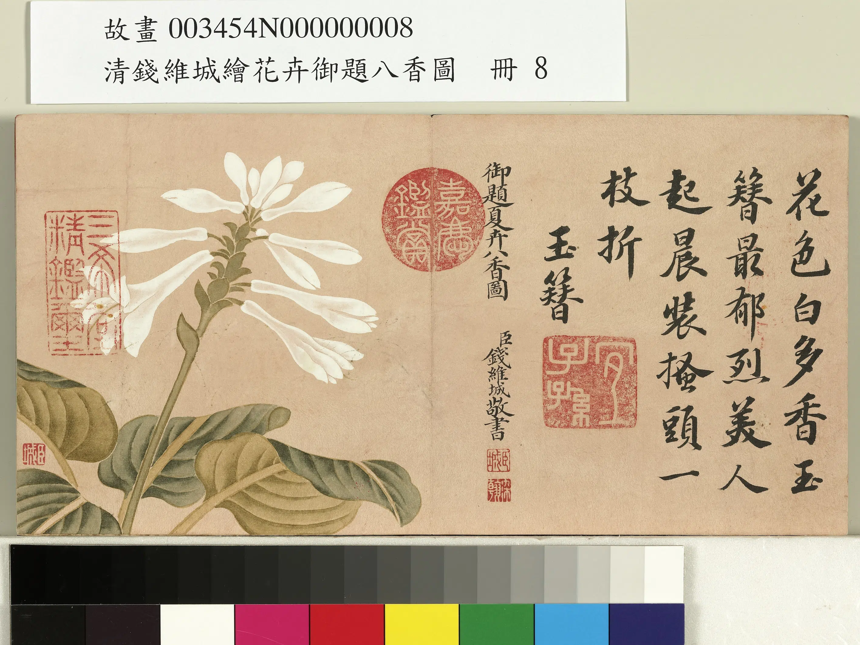 清代【钱维城】《绘花卉御题八香图册》 第7张 清代【钱维城】《绘花卉御题八香图册》 第7张