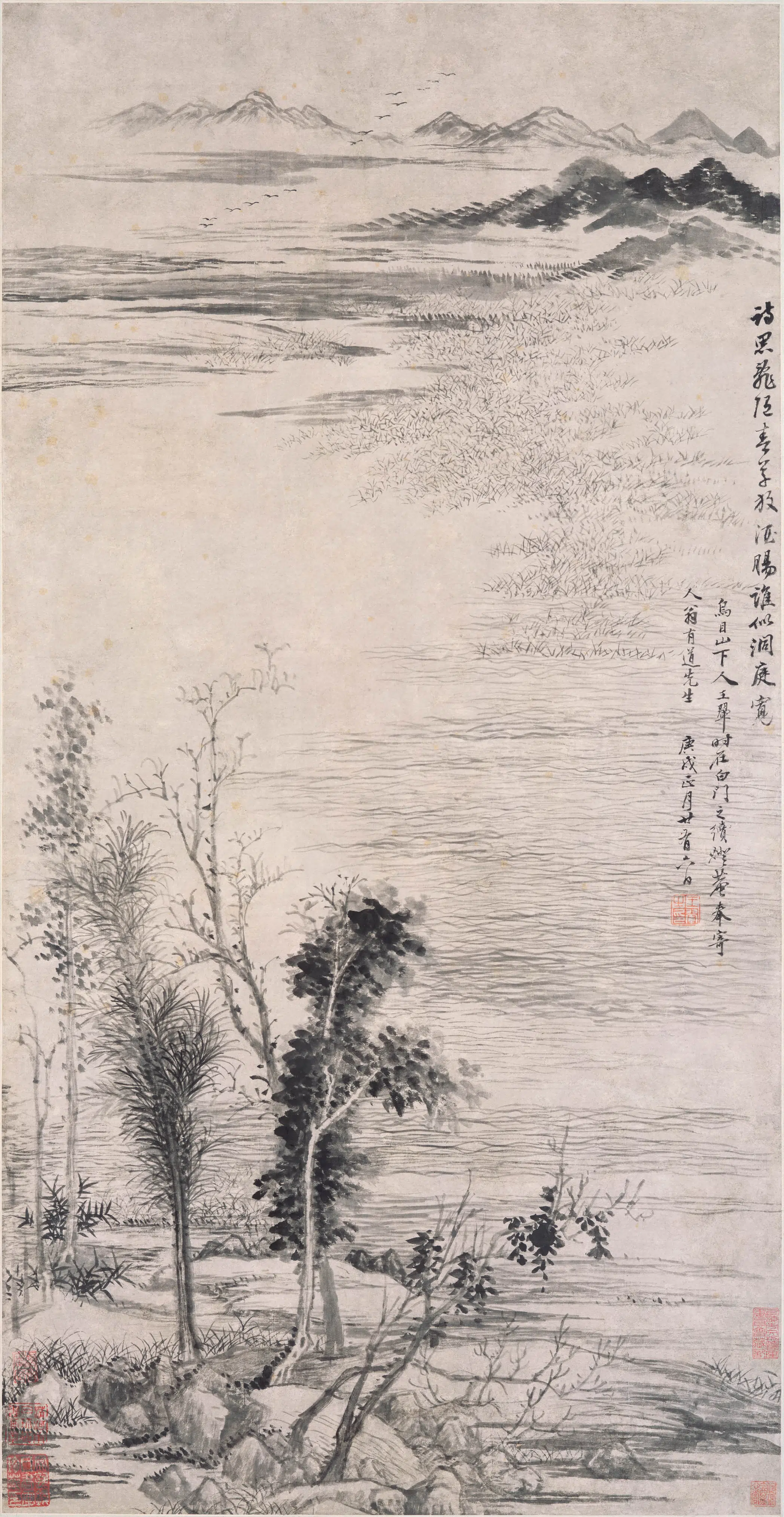 清代【王翚】《春草洞庭图轴》