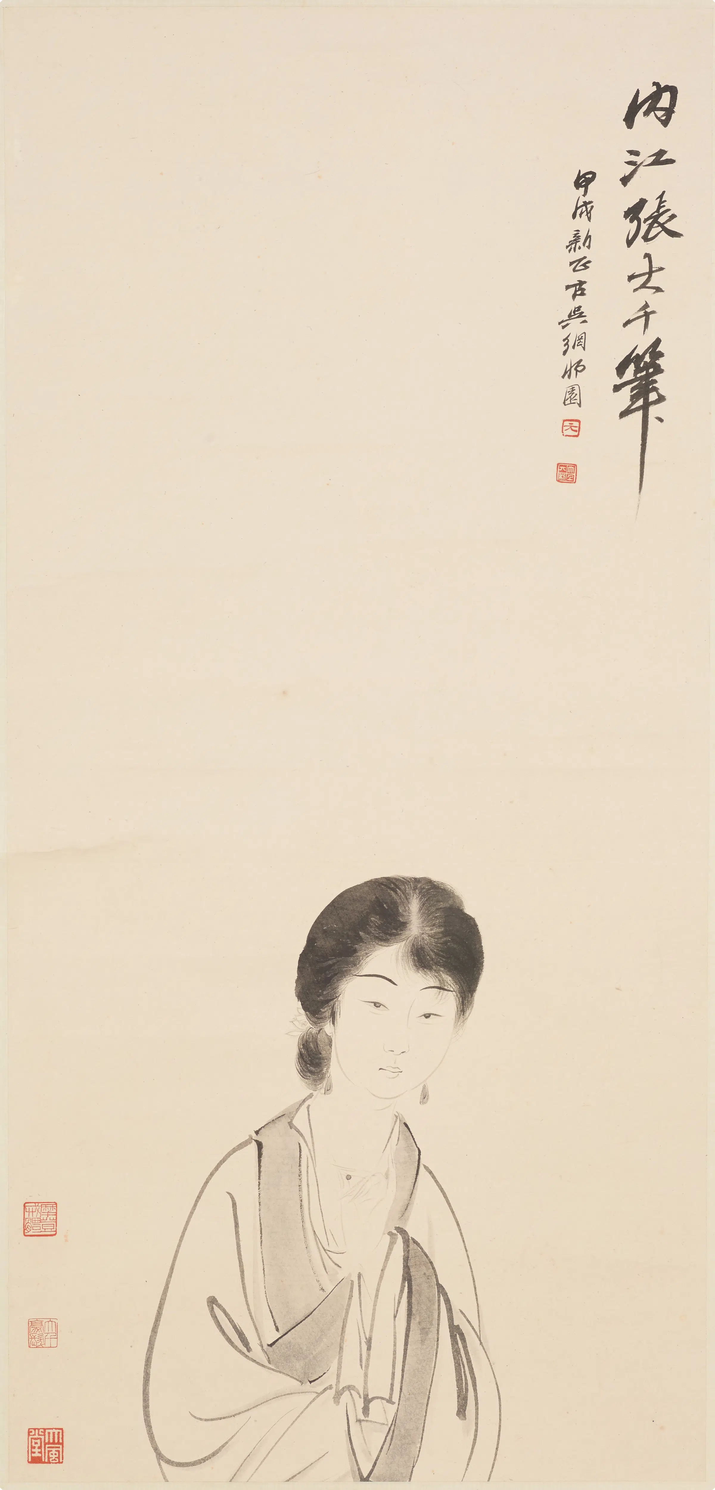 近现代【张大千】《仕女图轴-3》