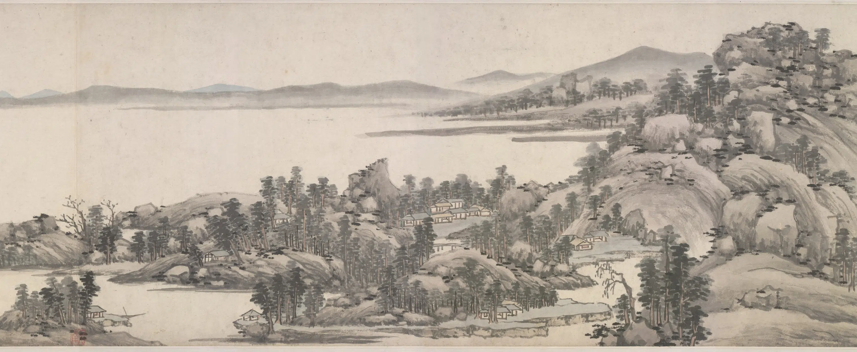 明代【沈周】《仿黄公望富春山居图卷》 第3张 明代【沈周】《仿黄公望富春山居图卷》 第3张