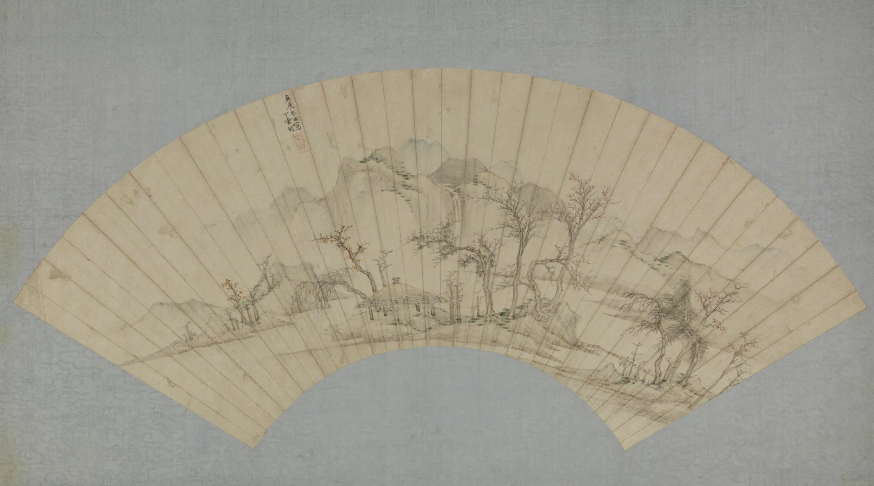 明朝【丁云鹏】《山水扇页》