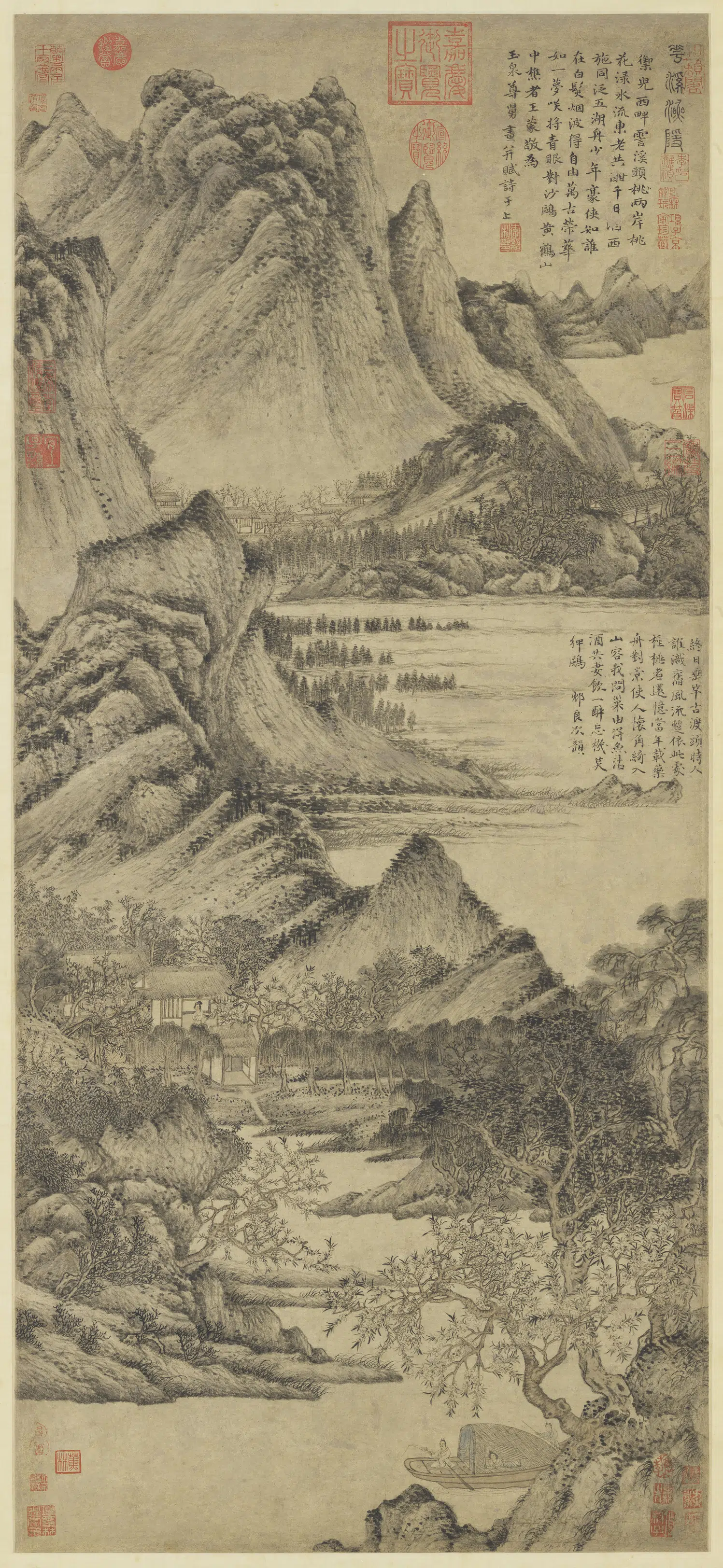 元朝【王蒙】《花溪渔隐图轴》
