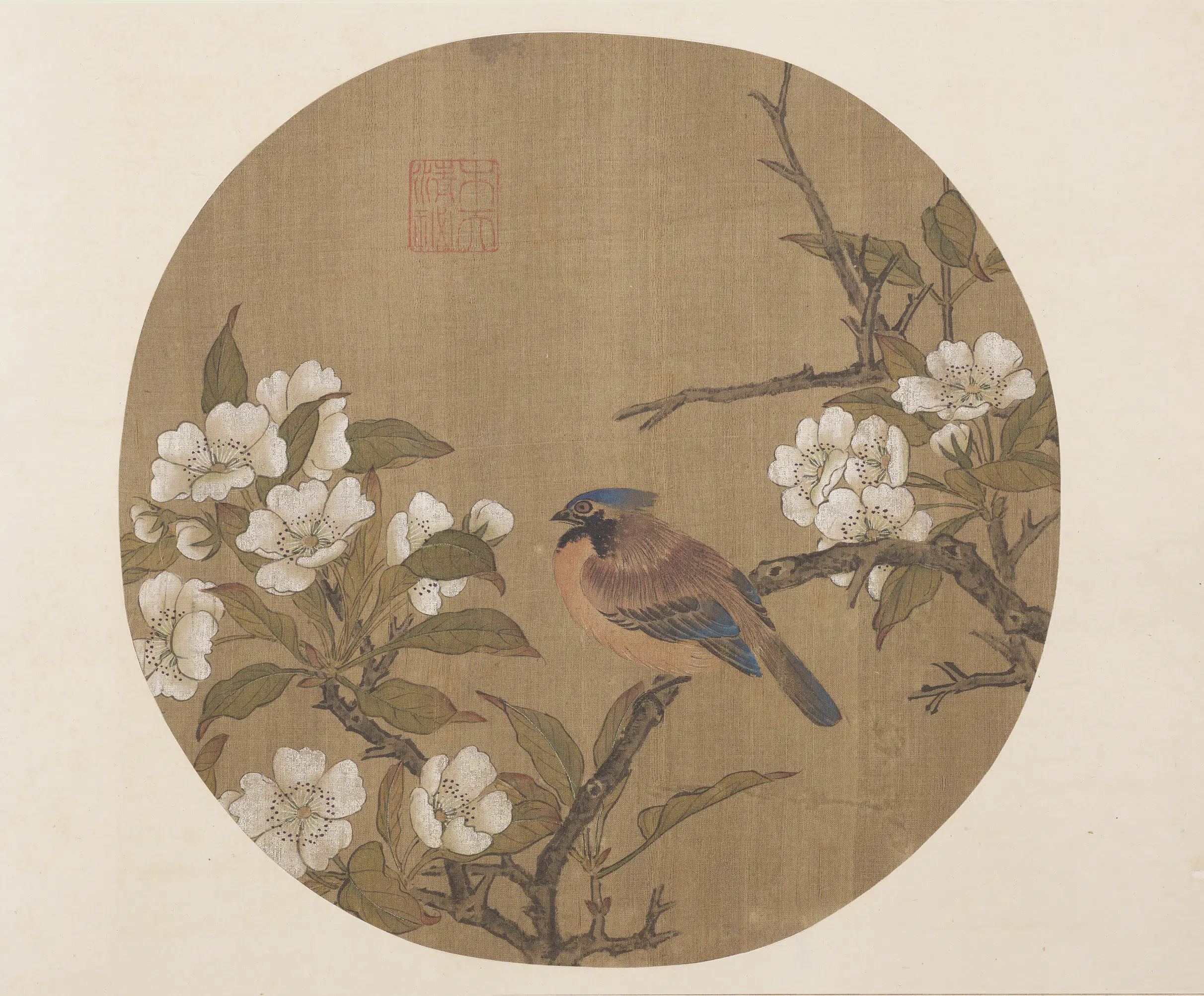 明朝【明宣宗朱瞻基】《明宣德宝绘册-梨花小鸟》