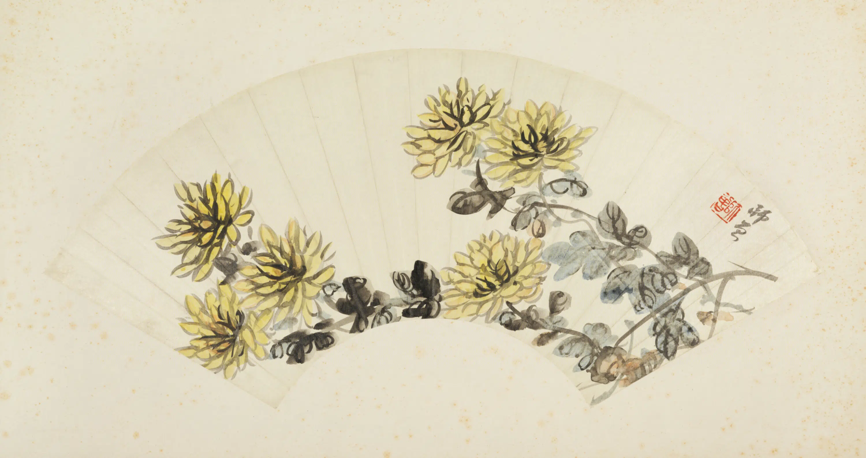 清-近代【陈衡恪】《菊花图扇面》