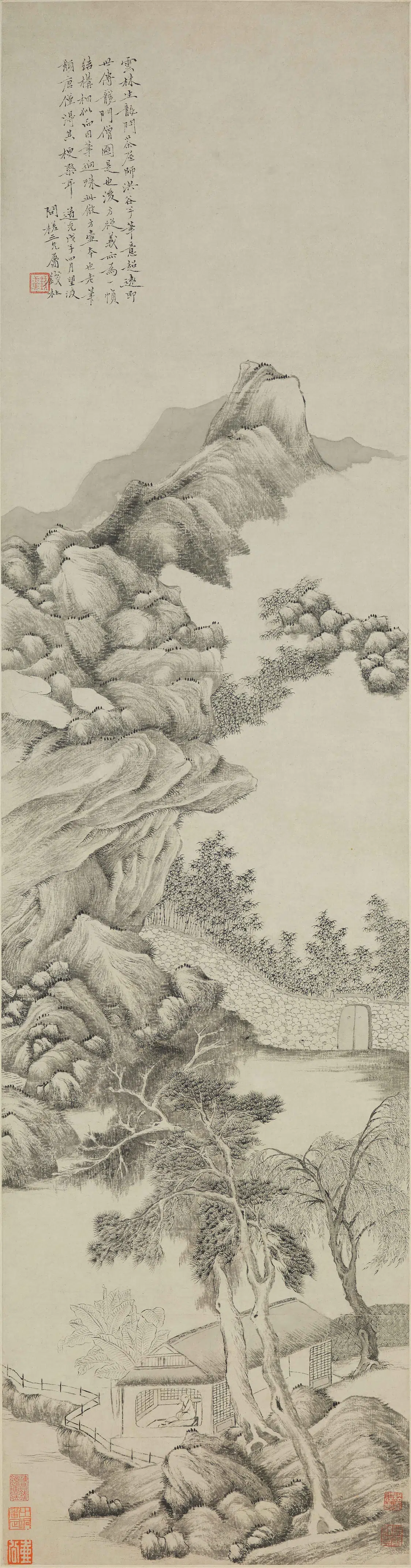 清代【钱杜】《龙门茶屋图轴》