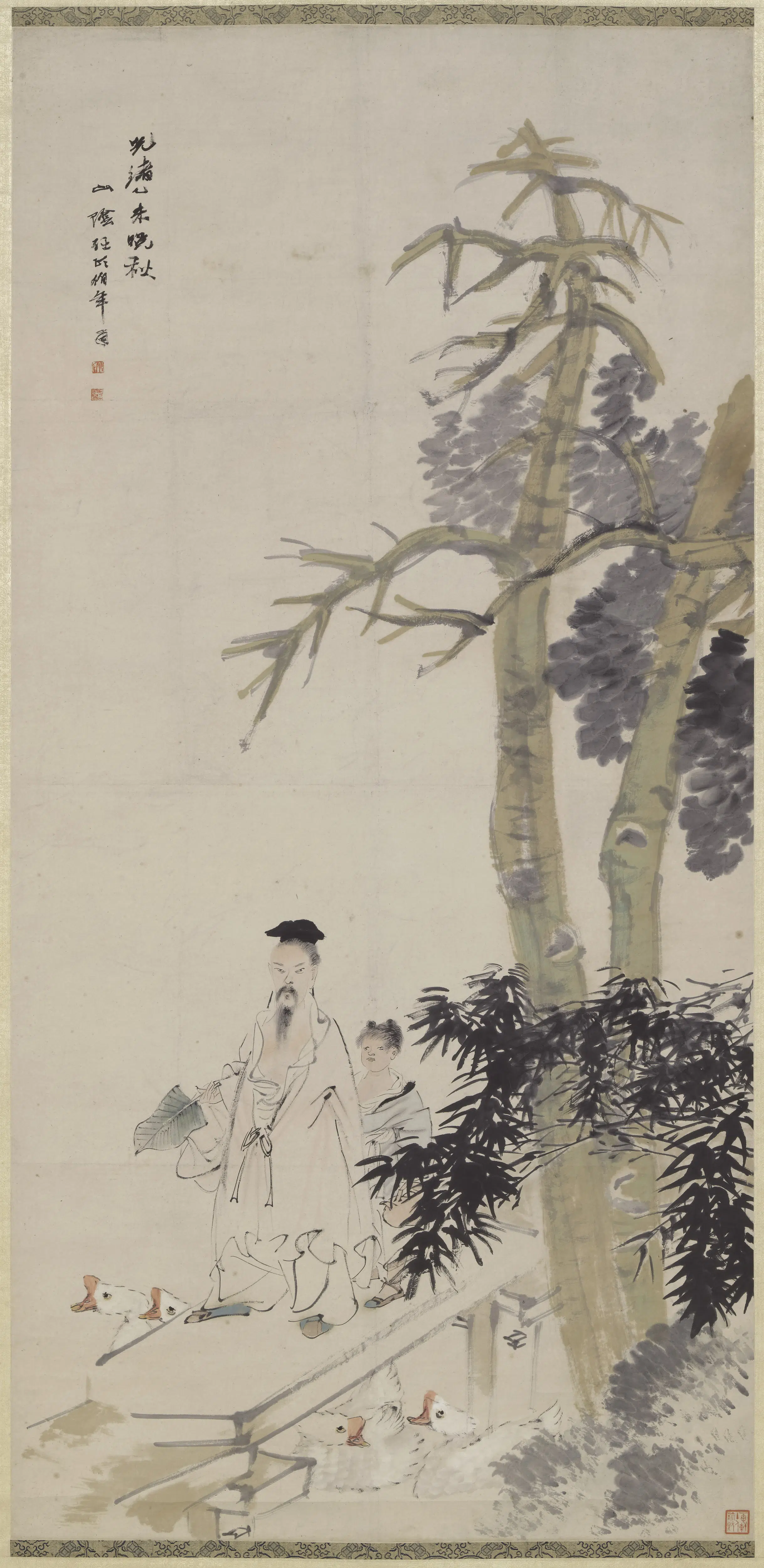 清代【任伯年（任颐）】《羲之换鹅图轴》 第1张